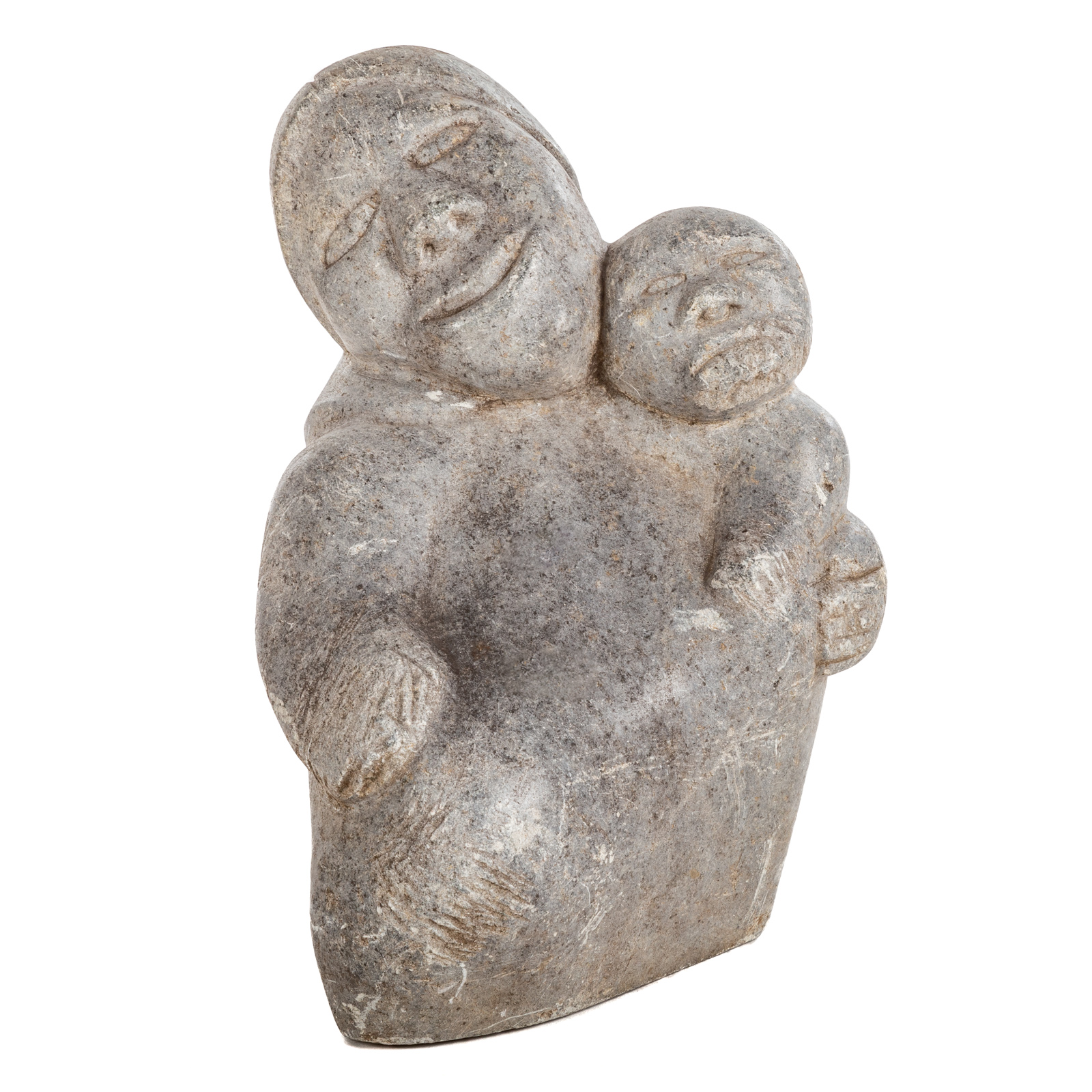 INUIT CARVED STONE MOTHER CHILD 2ea198