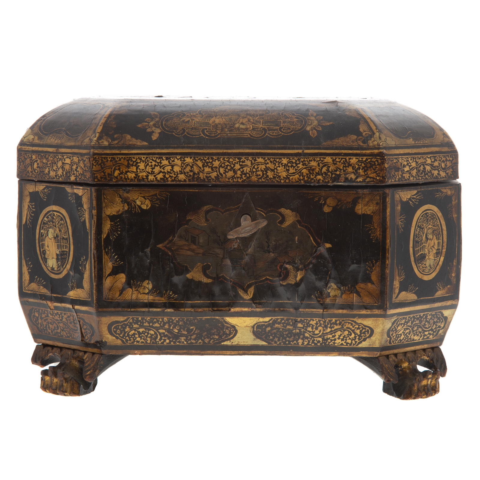 CHINESE EXPORT LACQUER TEA CADDY 2ea1b8