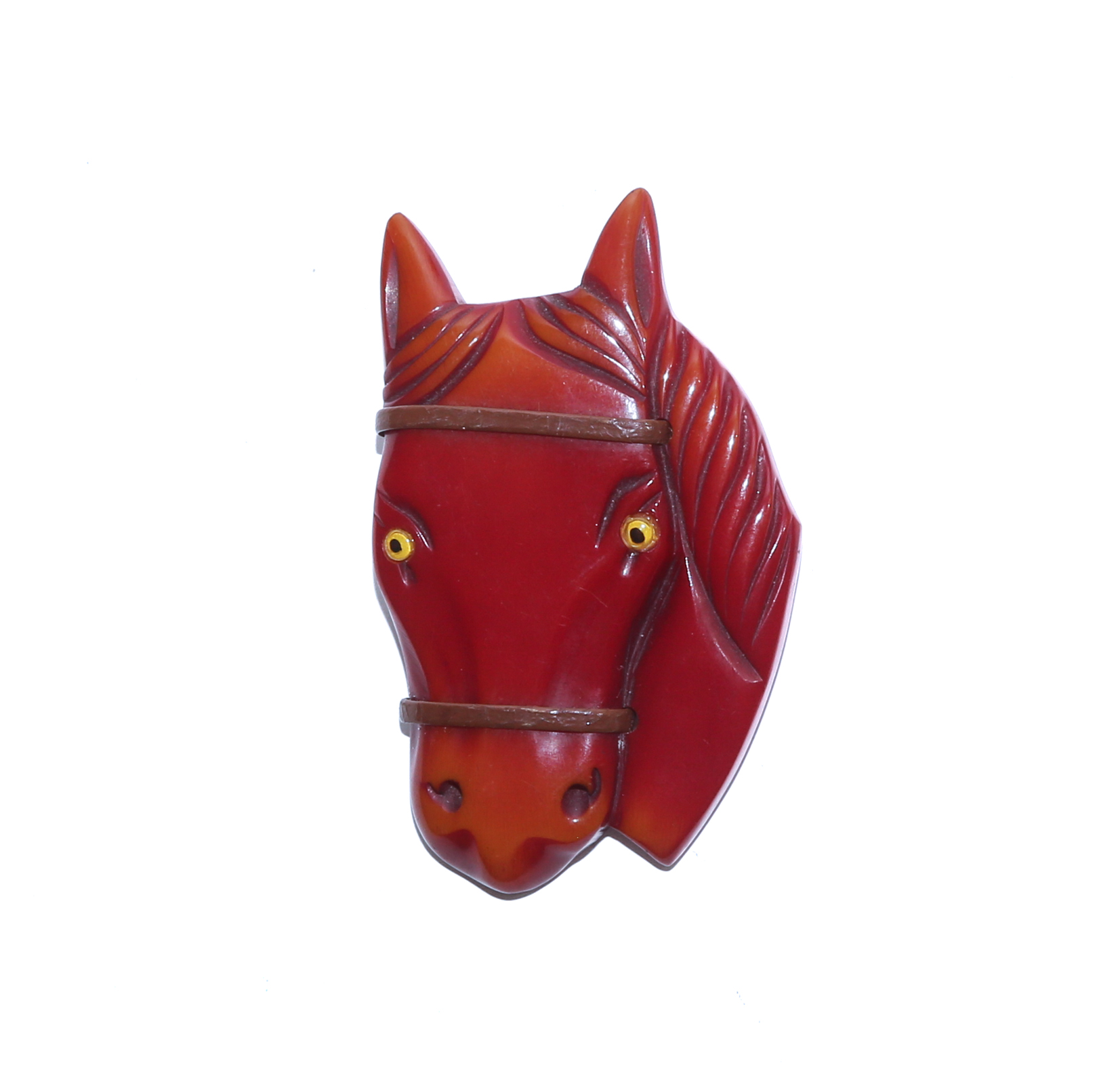 VINTAGE BAKELITE HORSE HEAD BROOCH 2ea219