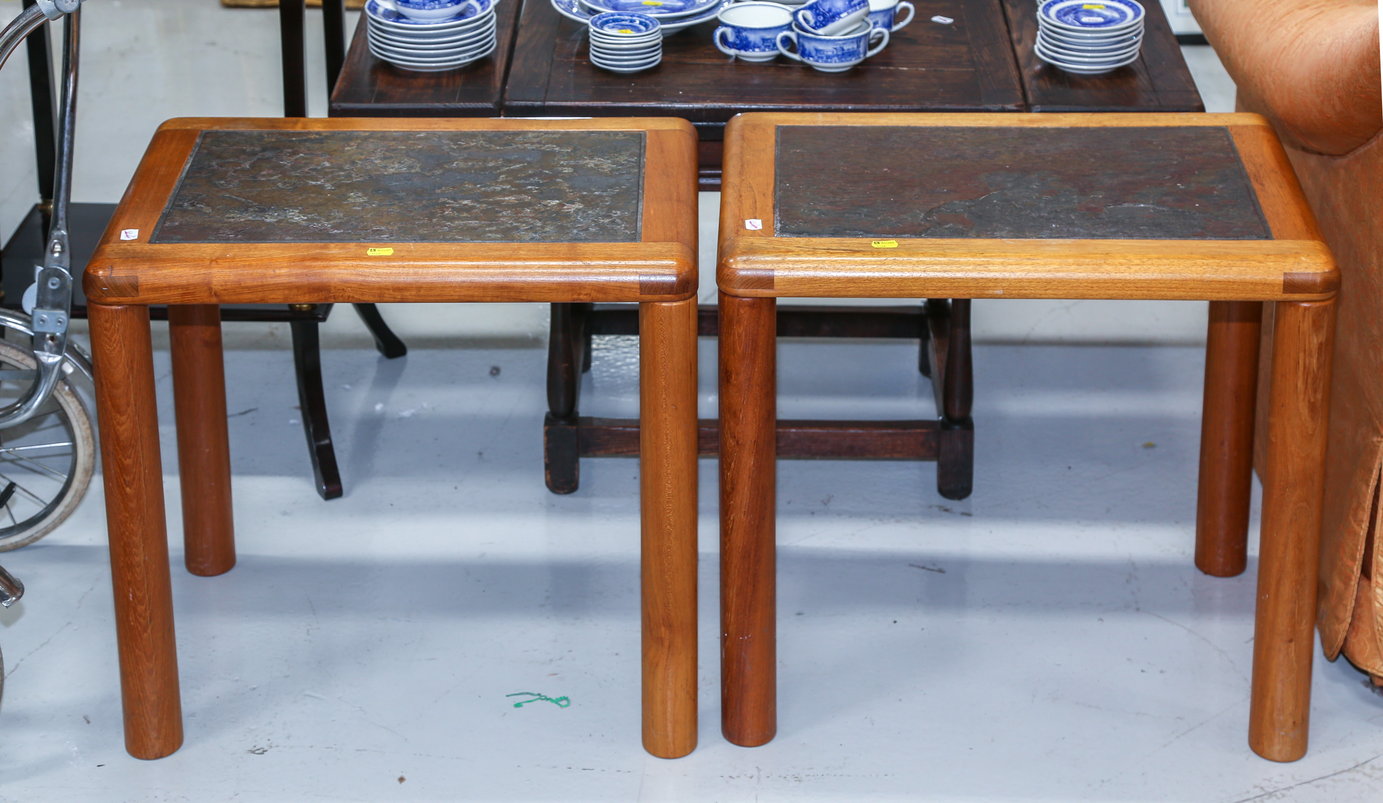 A PAIR OF SCANDINAVIAN TEAK & SLATE