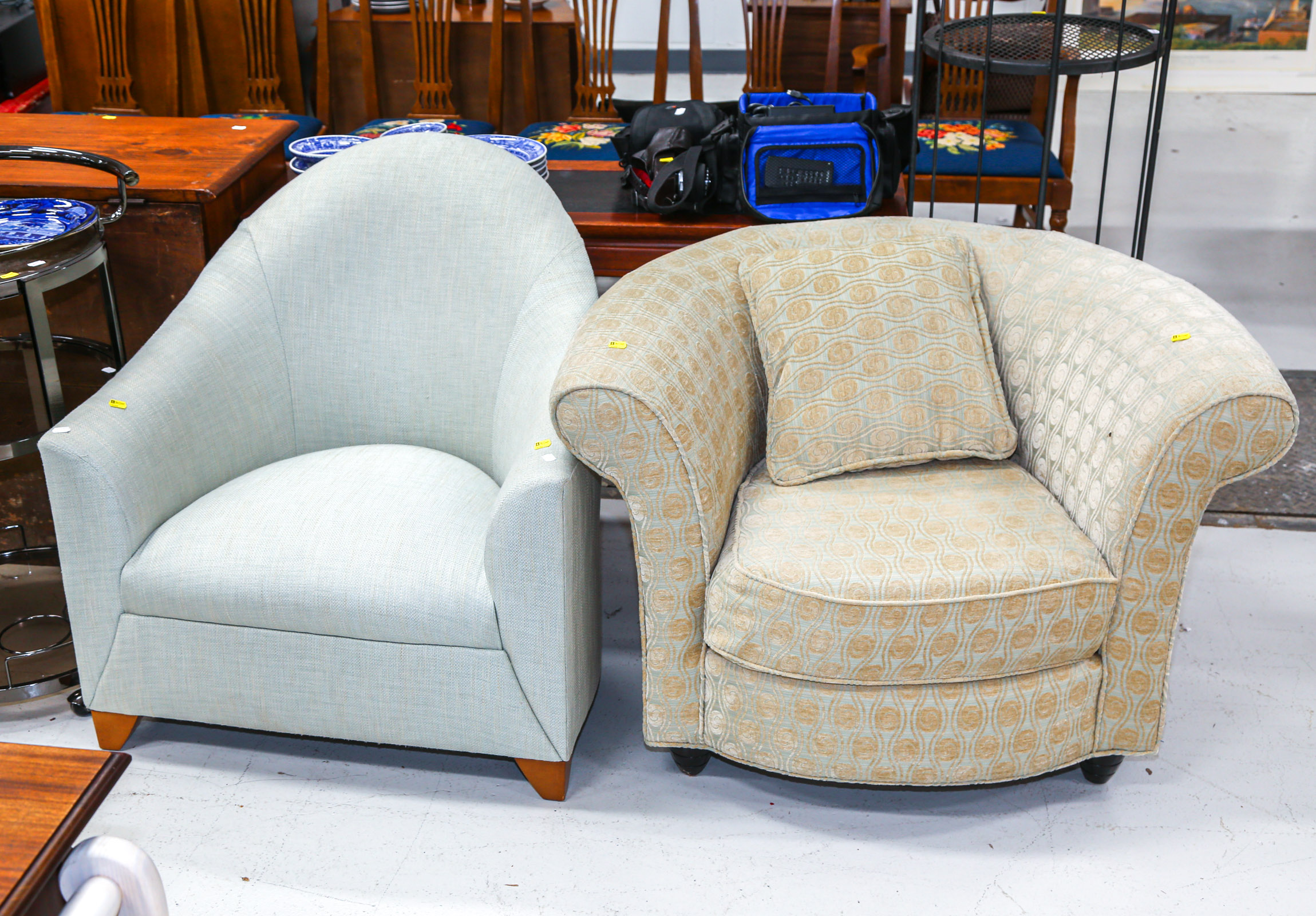 TWO ART DECO INSPIRED CLUB CHAIRS