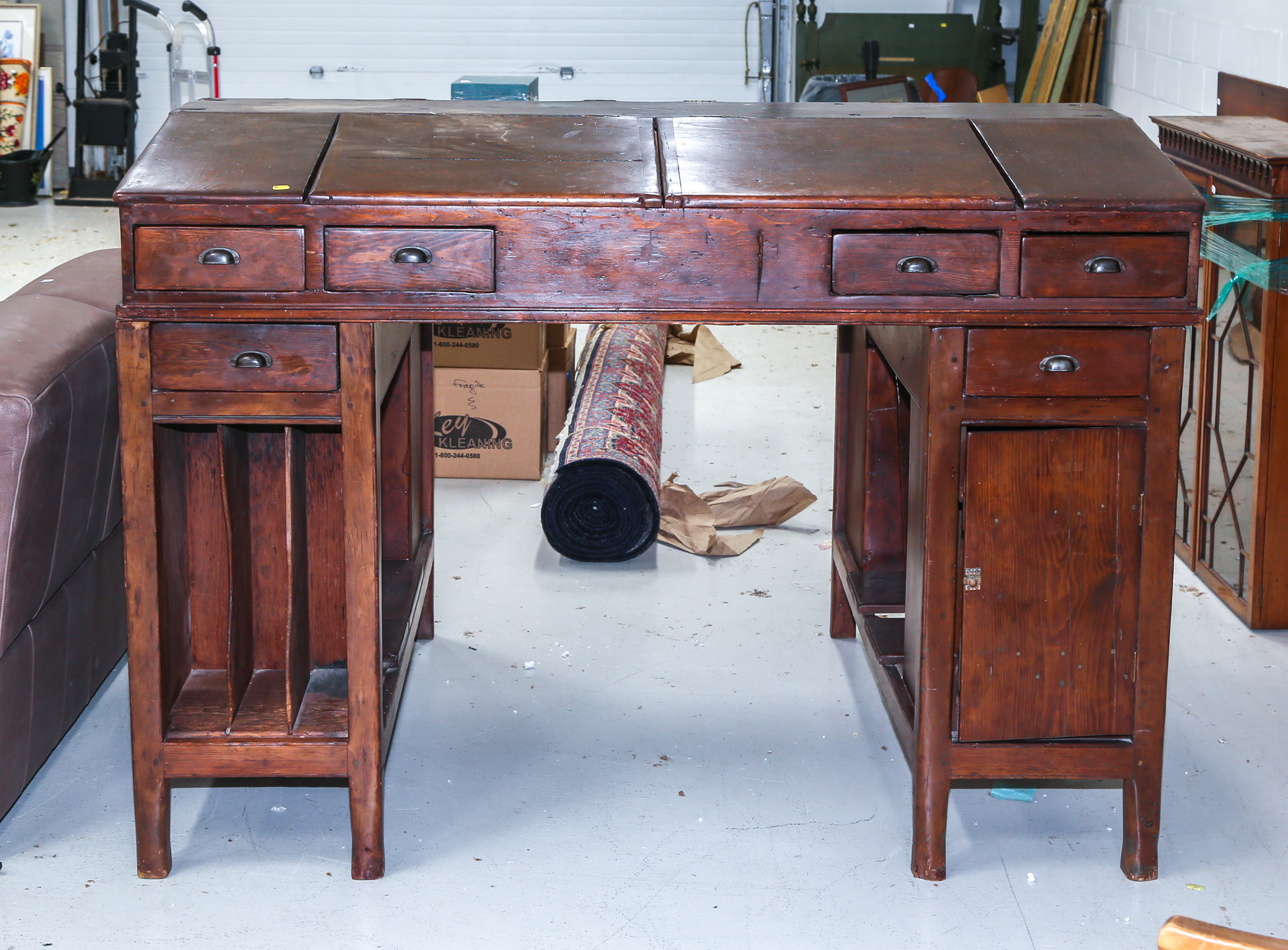 LARGE THREE-PIECE ANTIQUE DESK