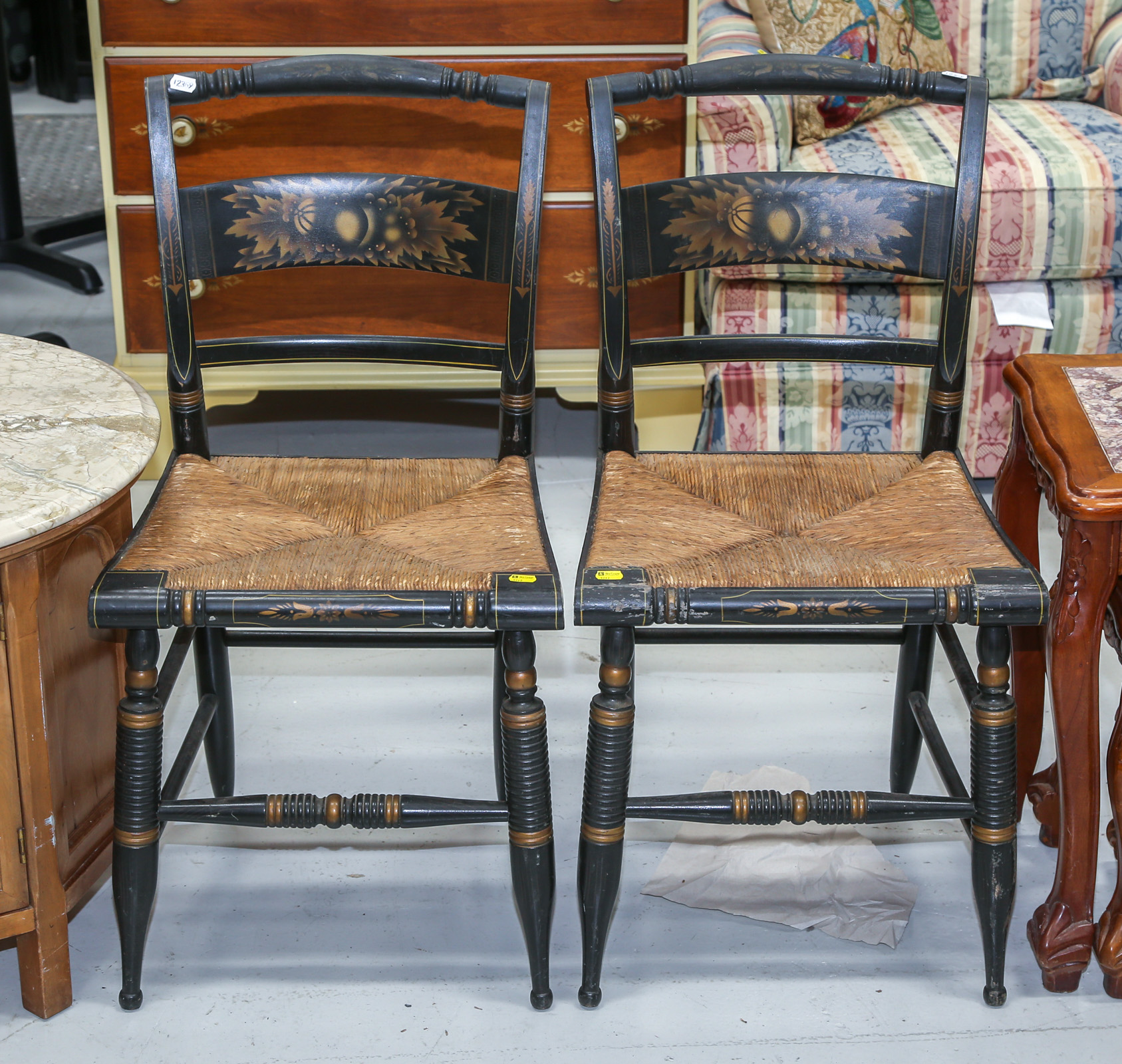 A PAIR OF HITCHCOCK STYLE SIDE CHAIRS