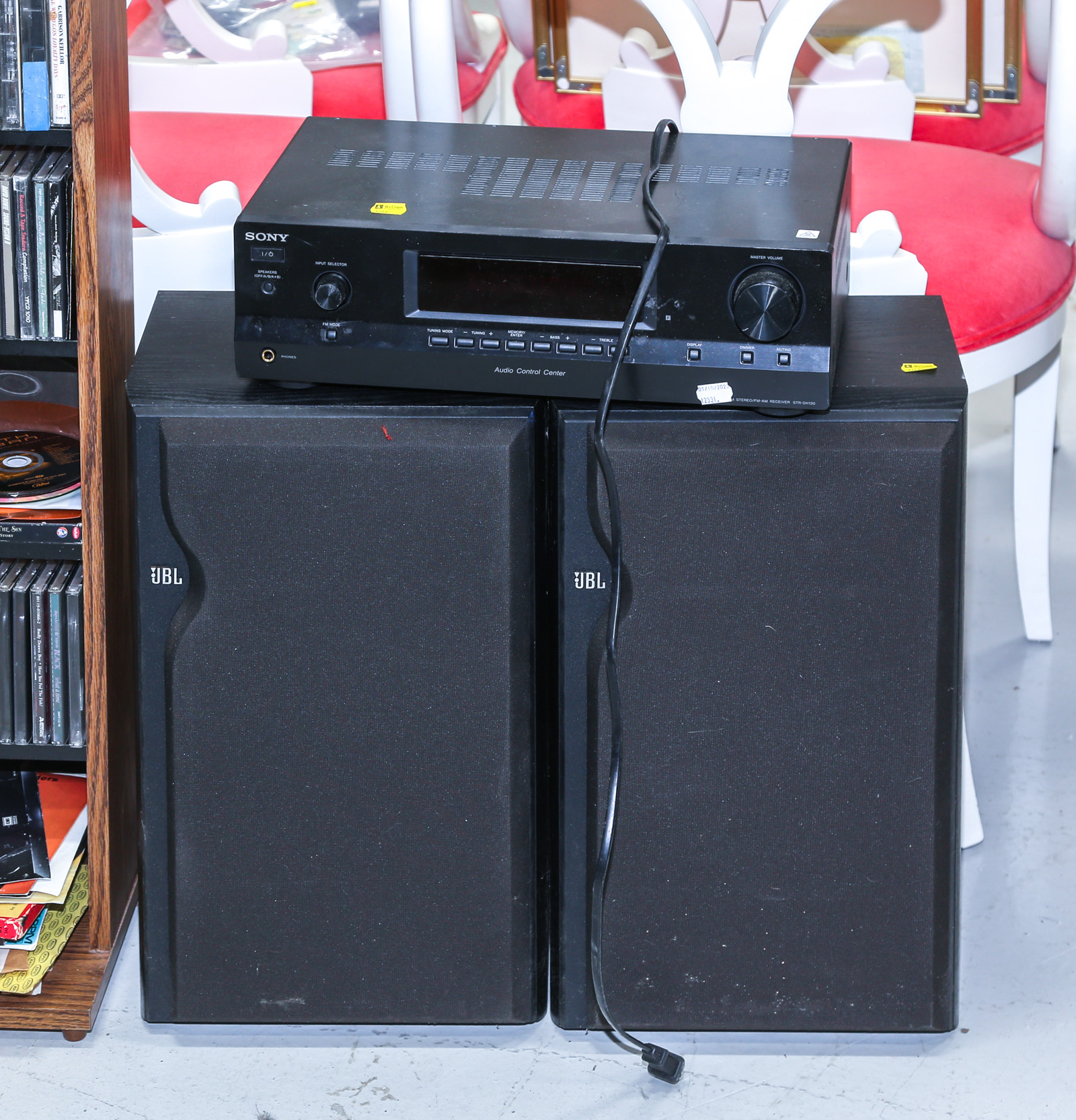 A PAIR OF JBL SPEAKERS & A SONY
