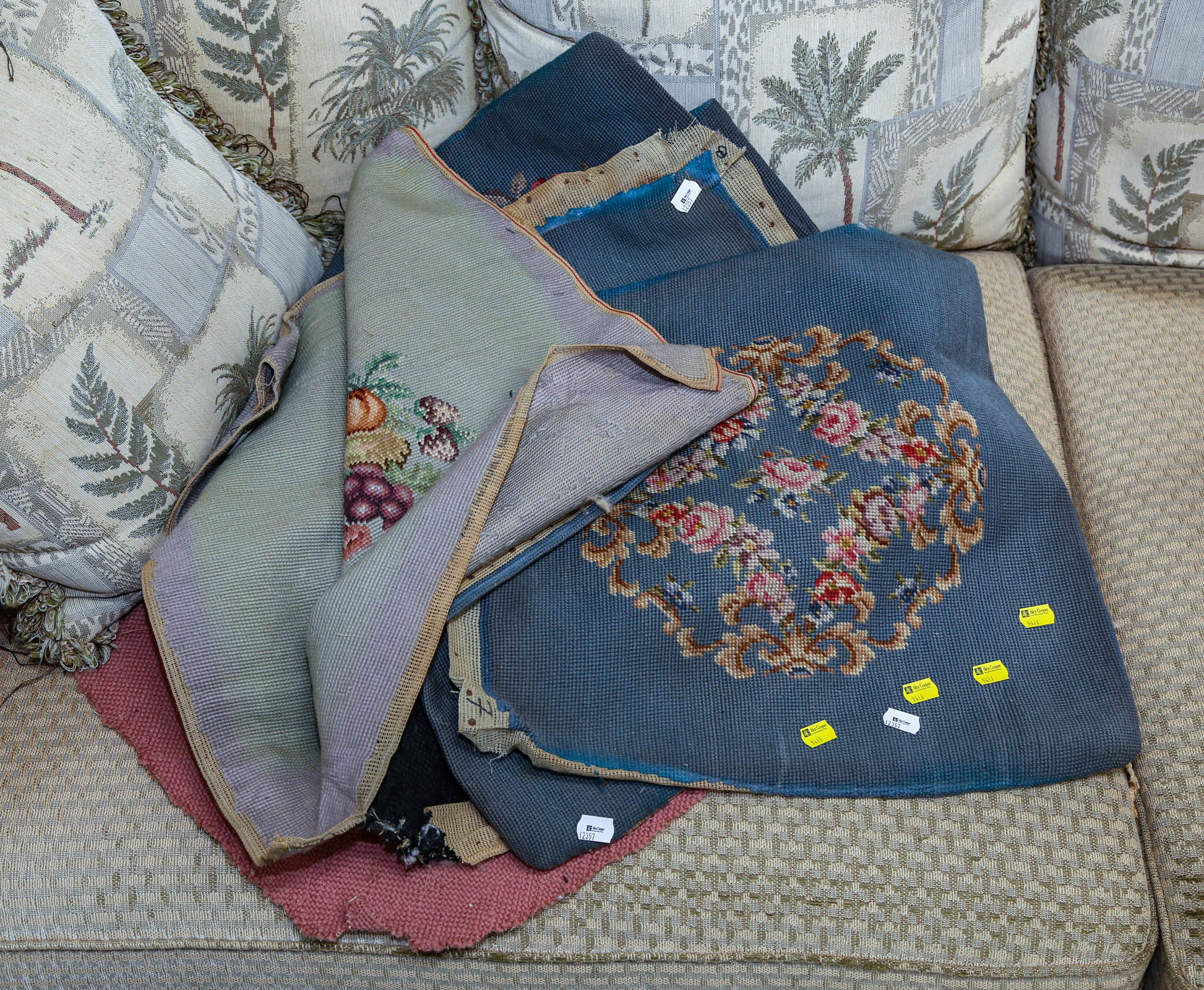 GROUP OF NEEDLEWORK SEAT COVERS
