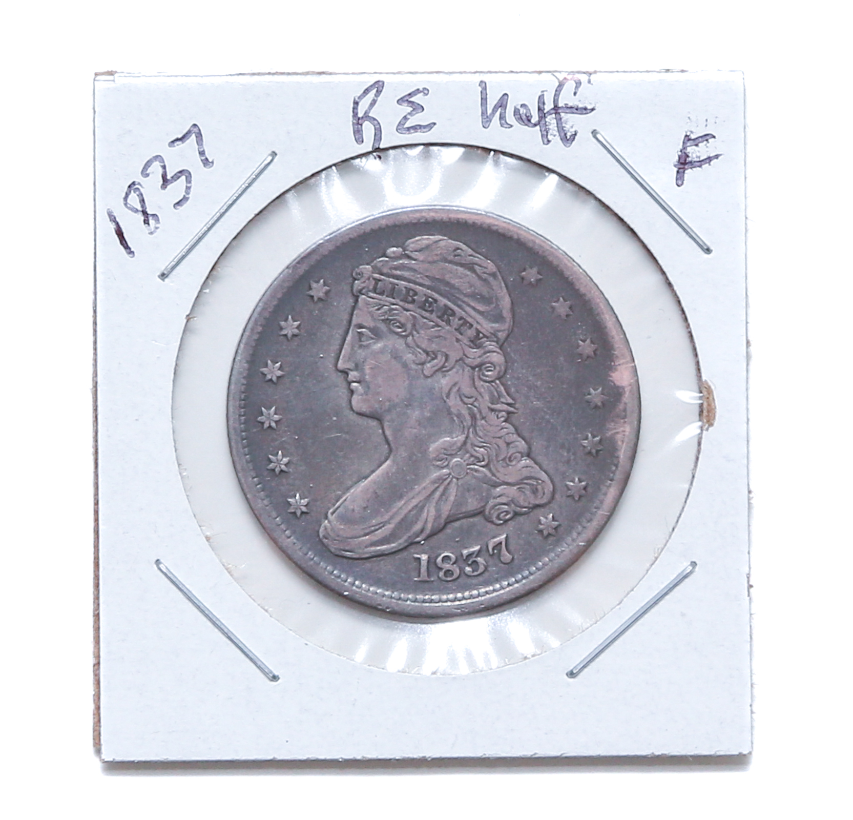 NICE 1837 REEDED EDGE HALF DOLLAR  2ea374