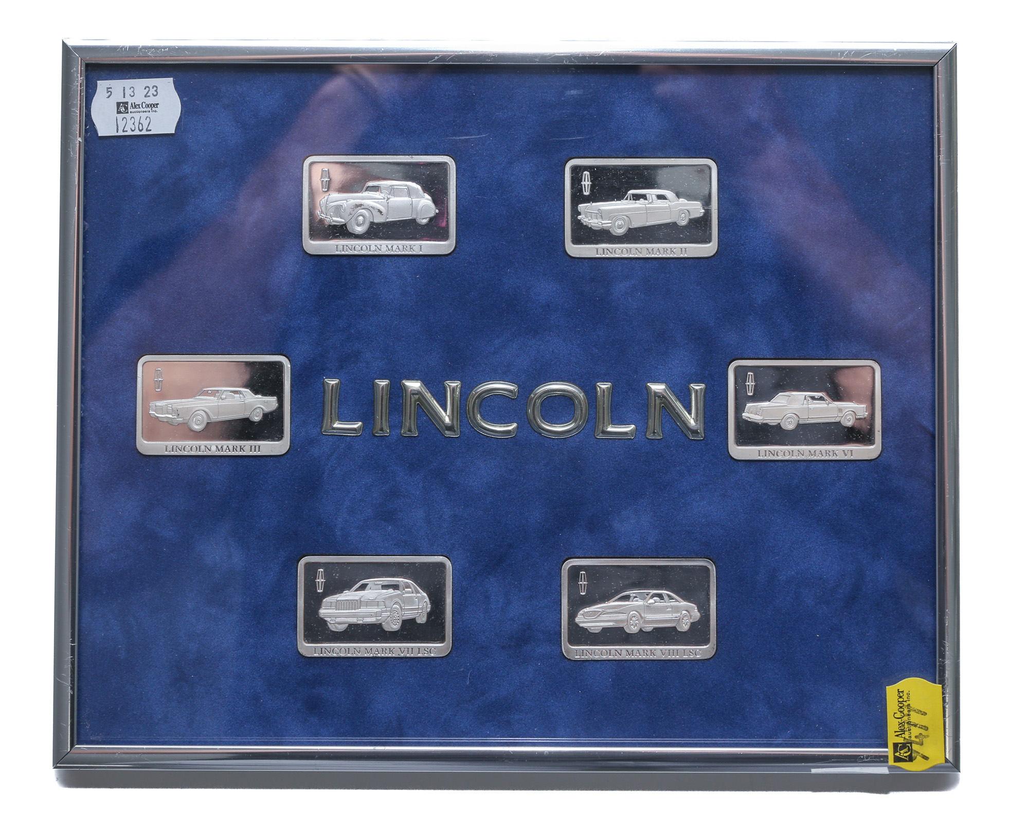 FRAMED LINCOLN CARS 6 1 OUNCE 2ea386