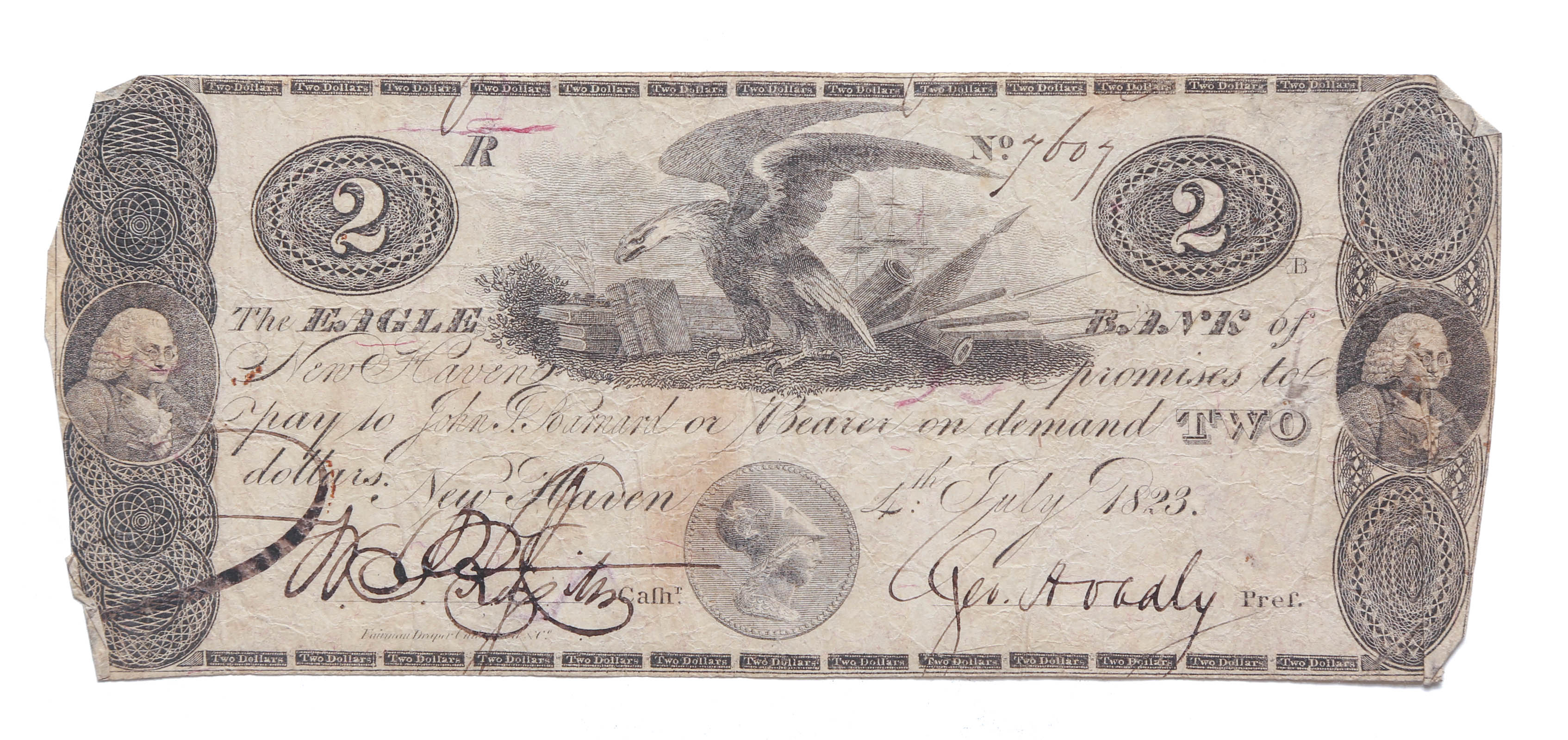 1823 $2 OBSOLETE EAGLE BANK OF