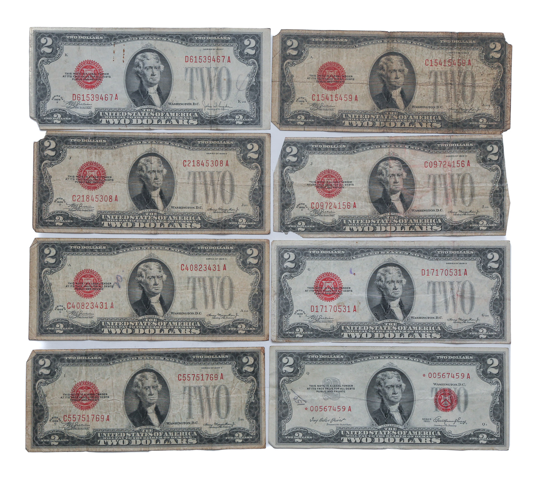 $2 BILL COLLECTION, MOSTLY 1928