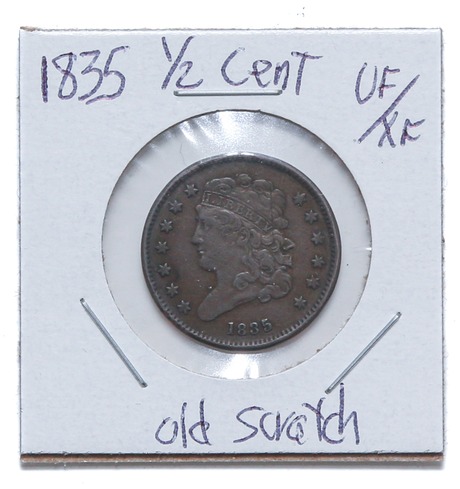 1835 CLASSIC HEAD HALF CENT VF35