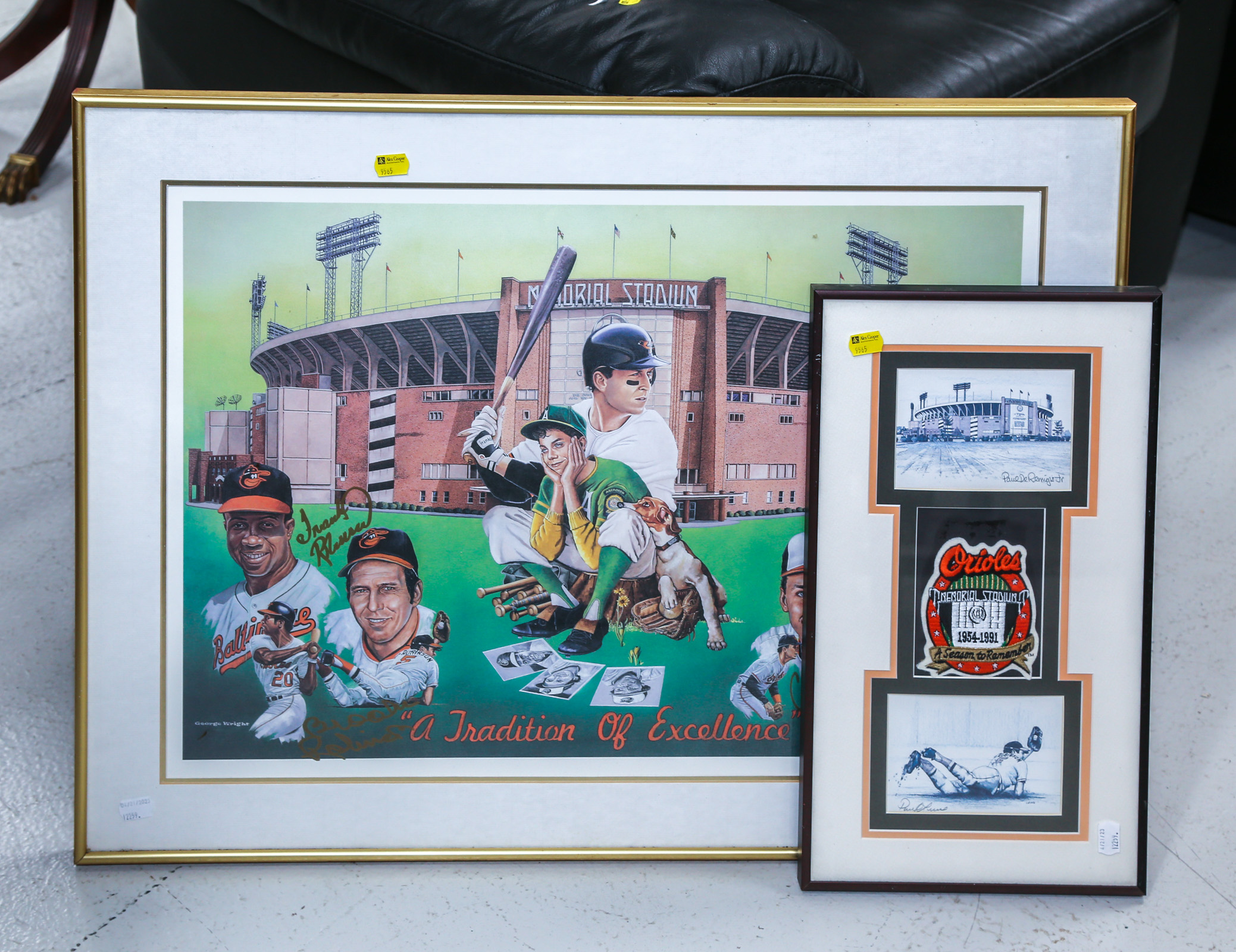 TWO FRAMED ORIOLES ITEMS Comprising