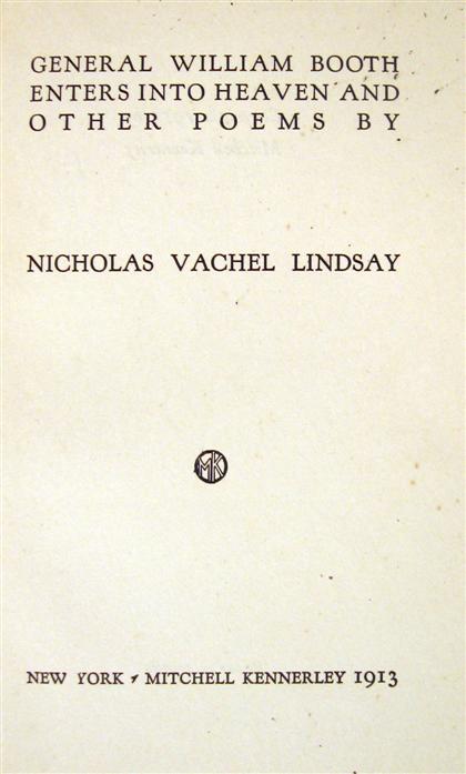 1 vol.  Lindsay, Nicholas Vachel.
