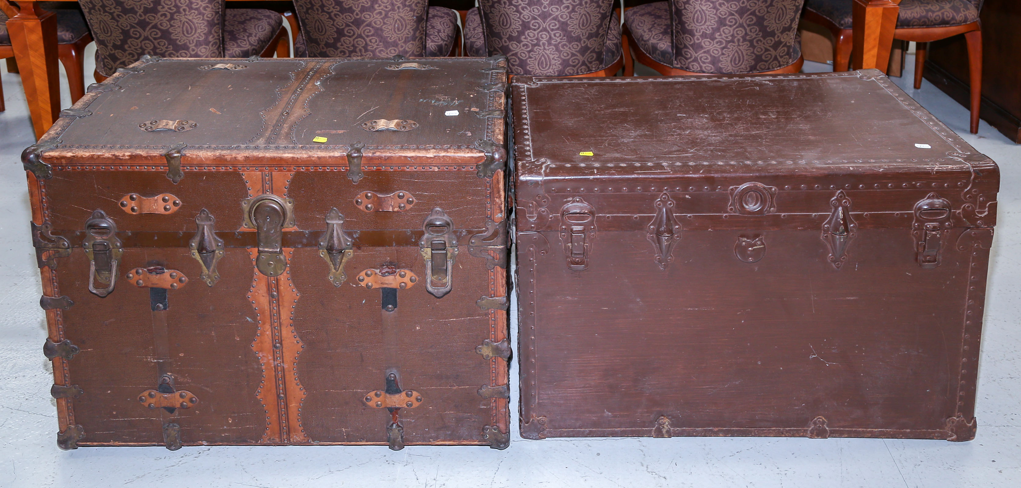 TWO LARGE STEAMER TRUNKS Early 2ea403