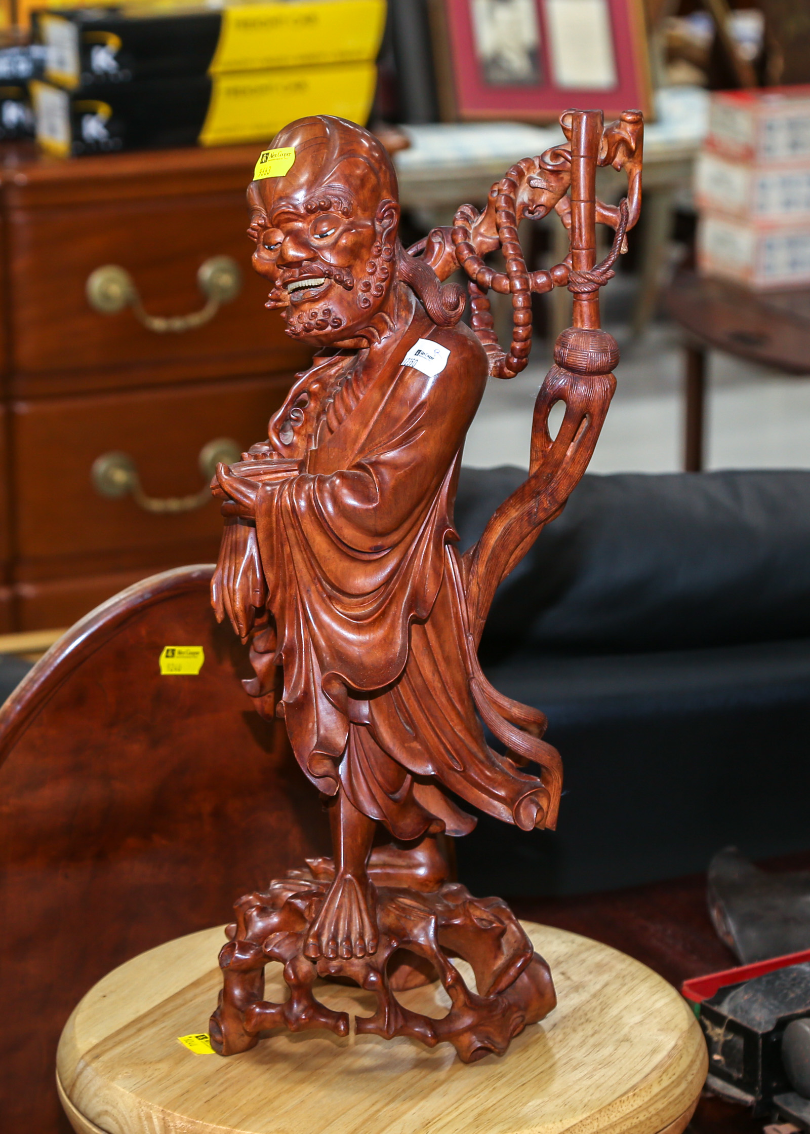CHINESE CARVED CHERRY FIGURE OF