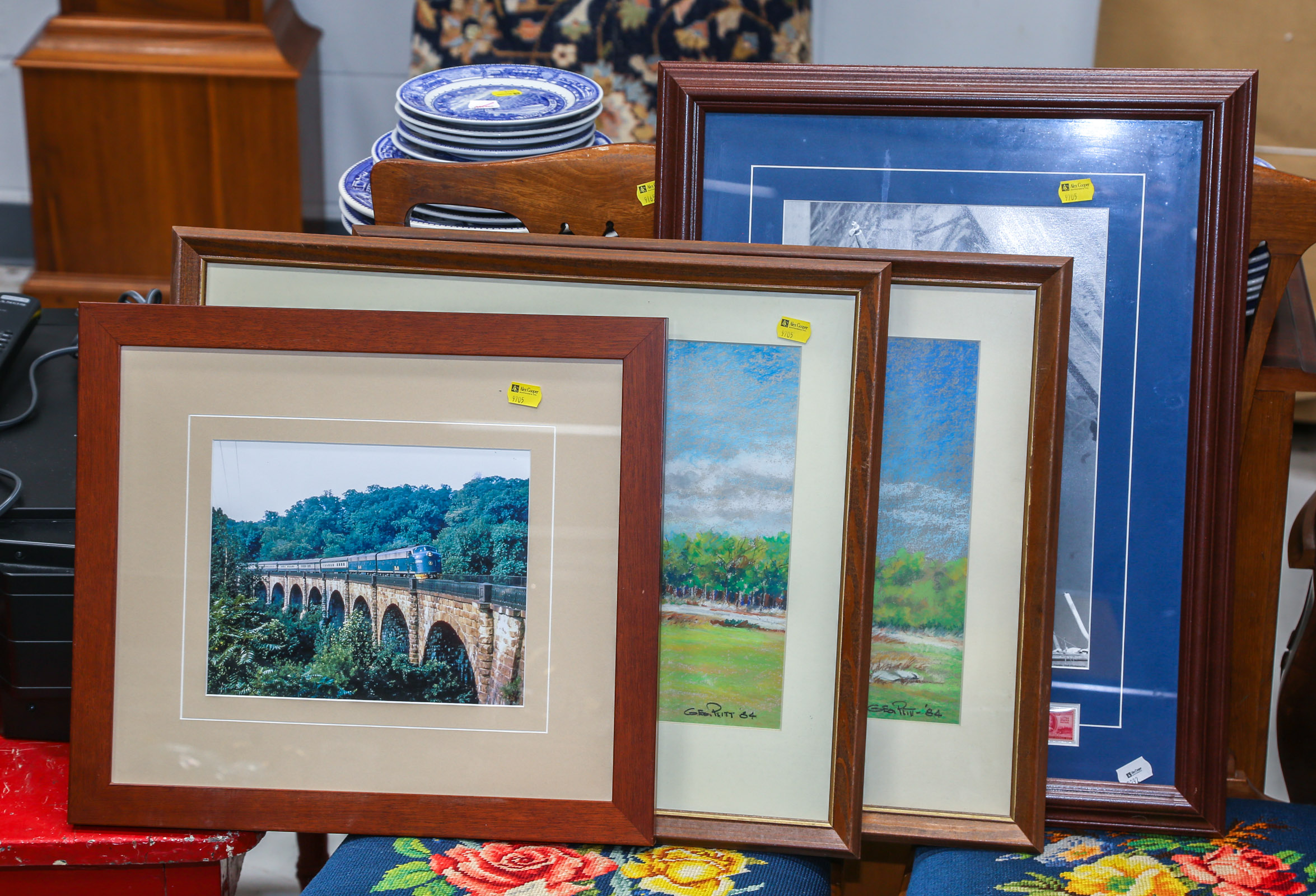 FOUR FRAMED ARTWORKS Comprising two