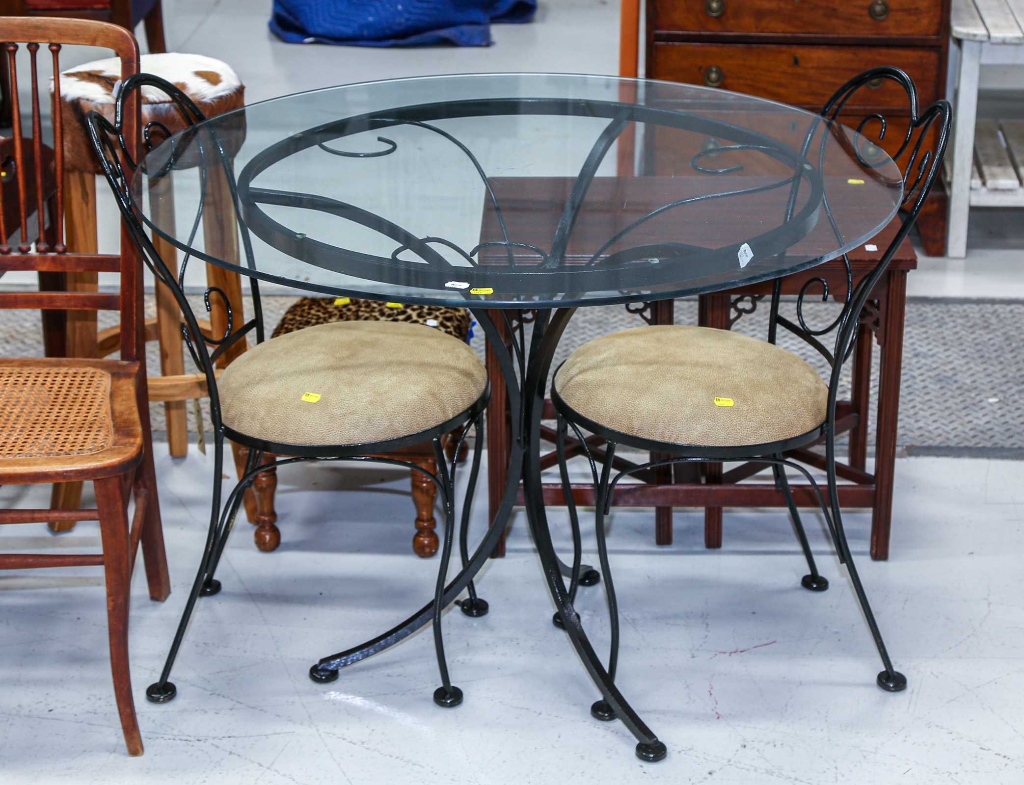 PATIO TABLE & PAIR OF CHAIRS Contemporary;