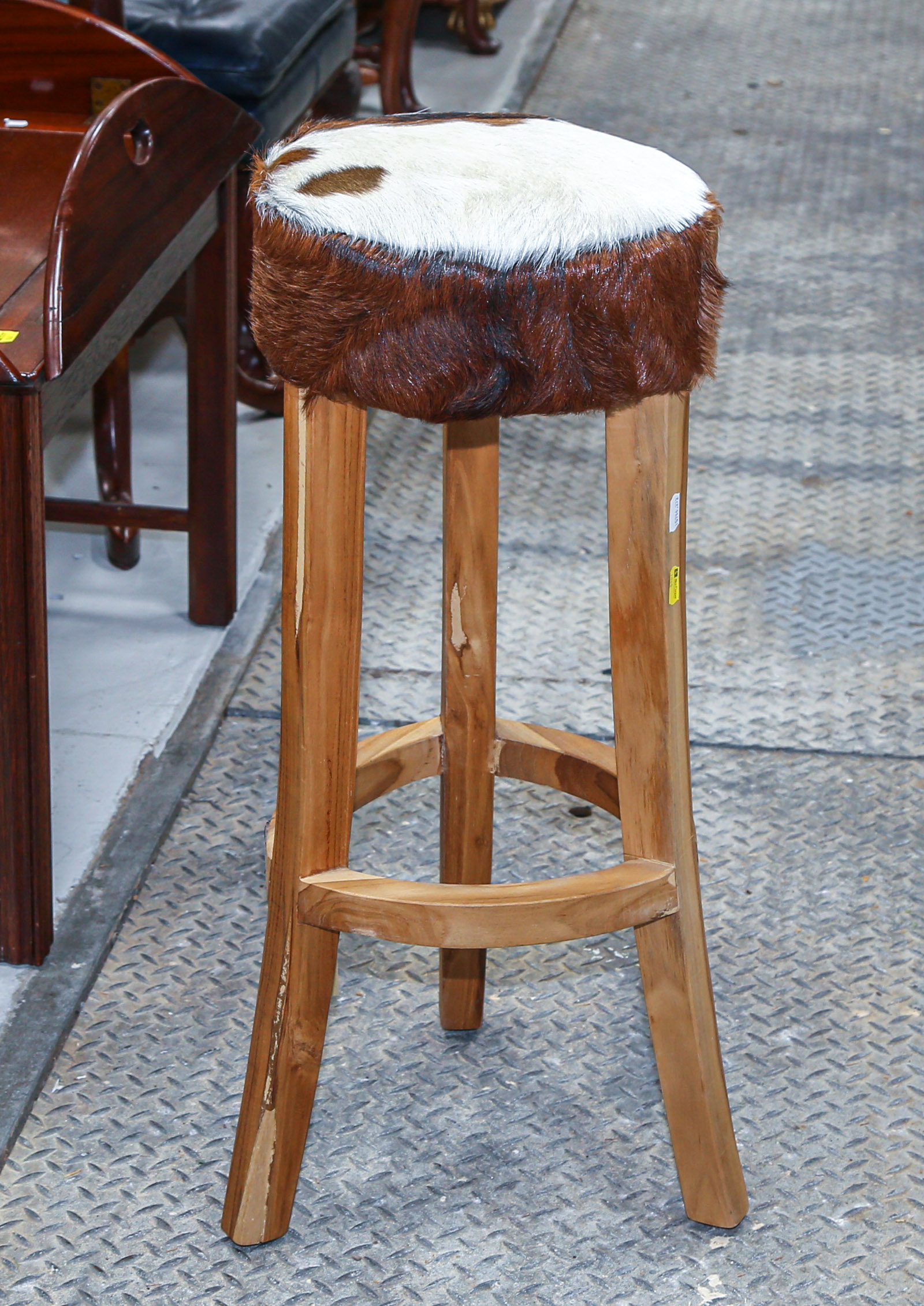 COWHIDE COVERED STOOL 29 1 4 in  2ea499