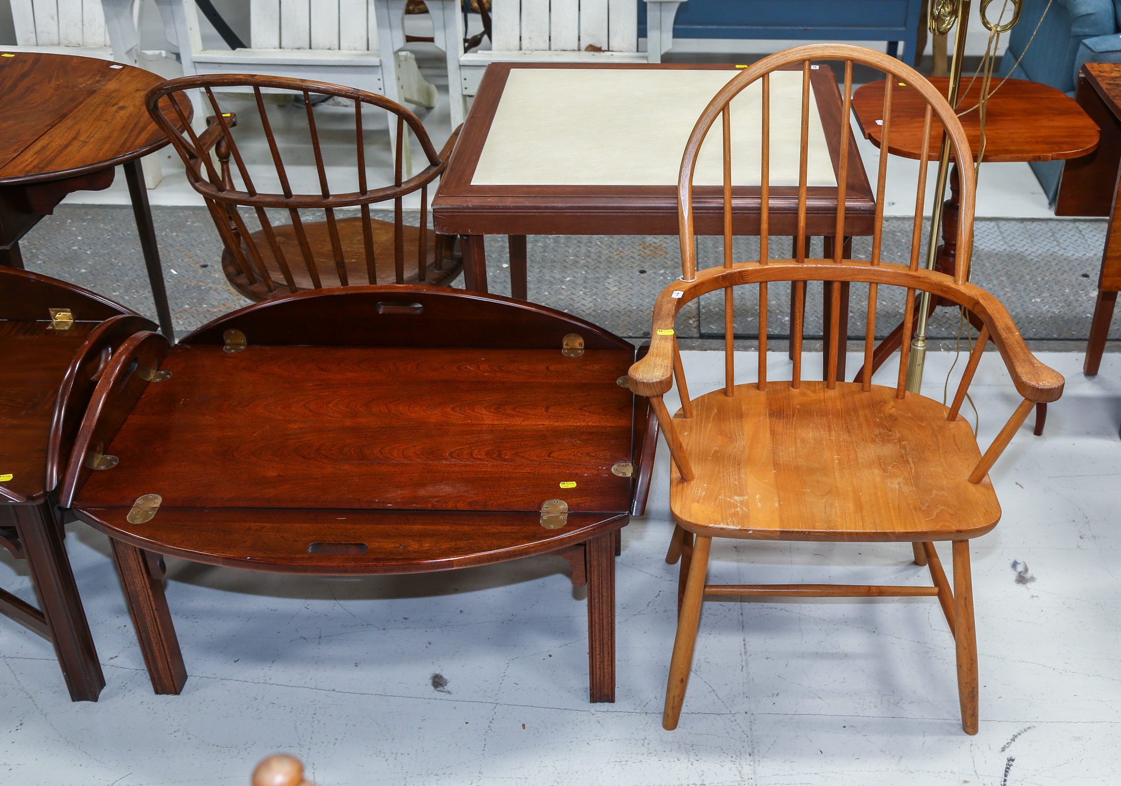 OAK ARMCHAIR & CHERRY BUTLERS TRAY