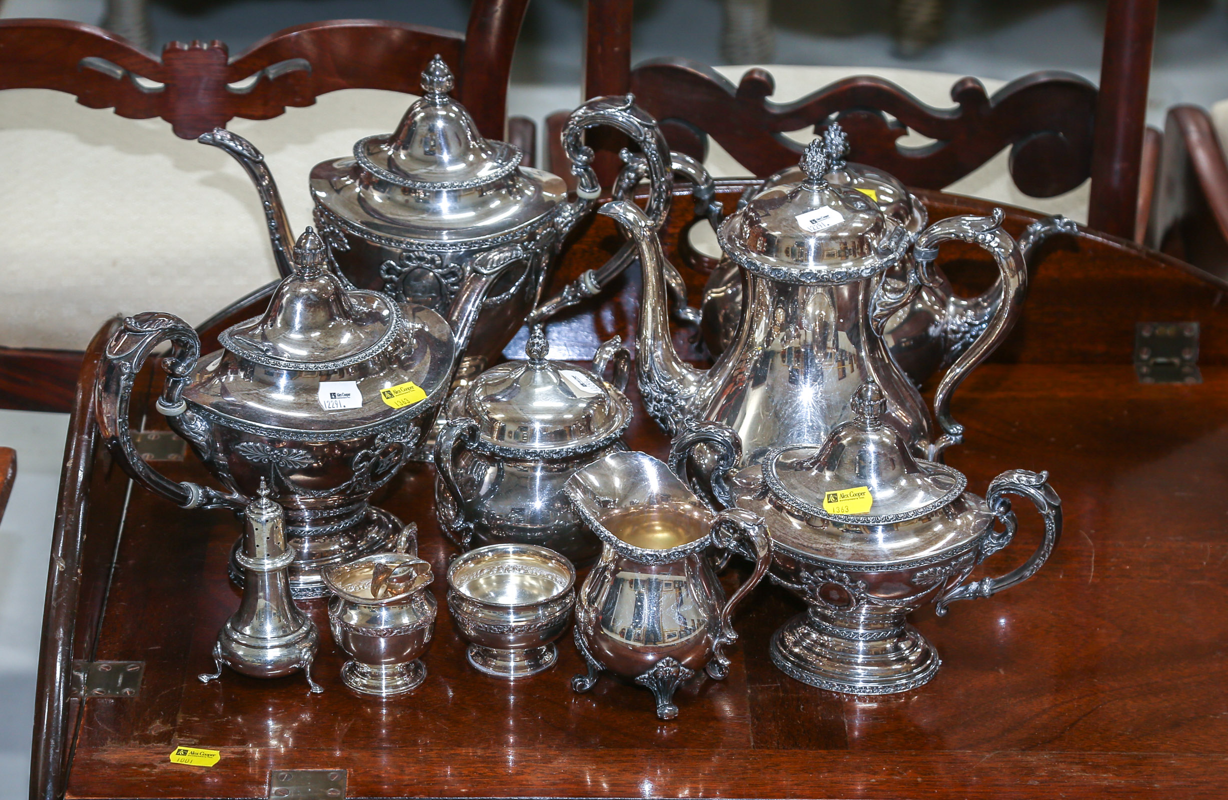 ASSORTED SILVER PLATED SERVING ITEMS