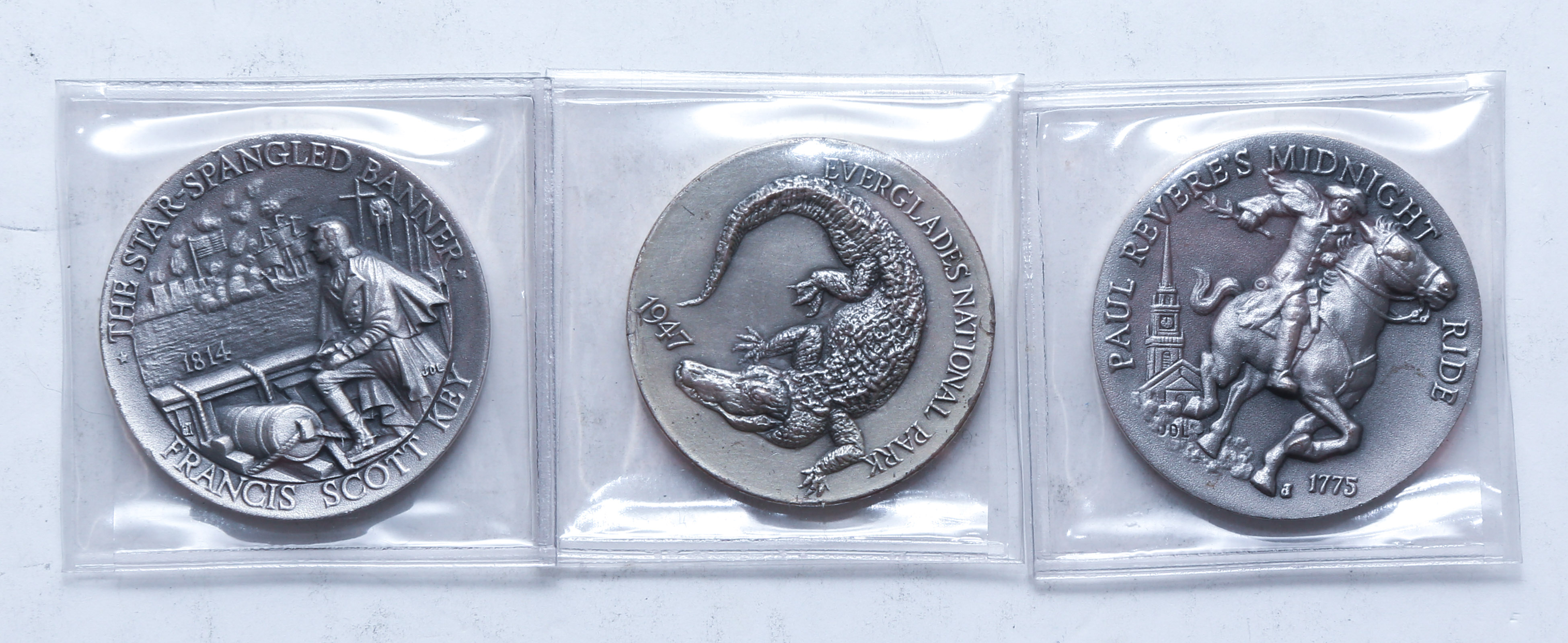 THREE 1 OUNCE .999 SILVER MEDALS
