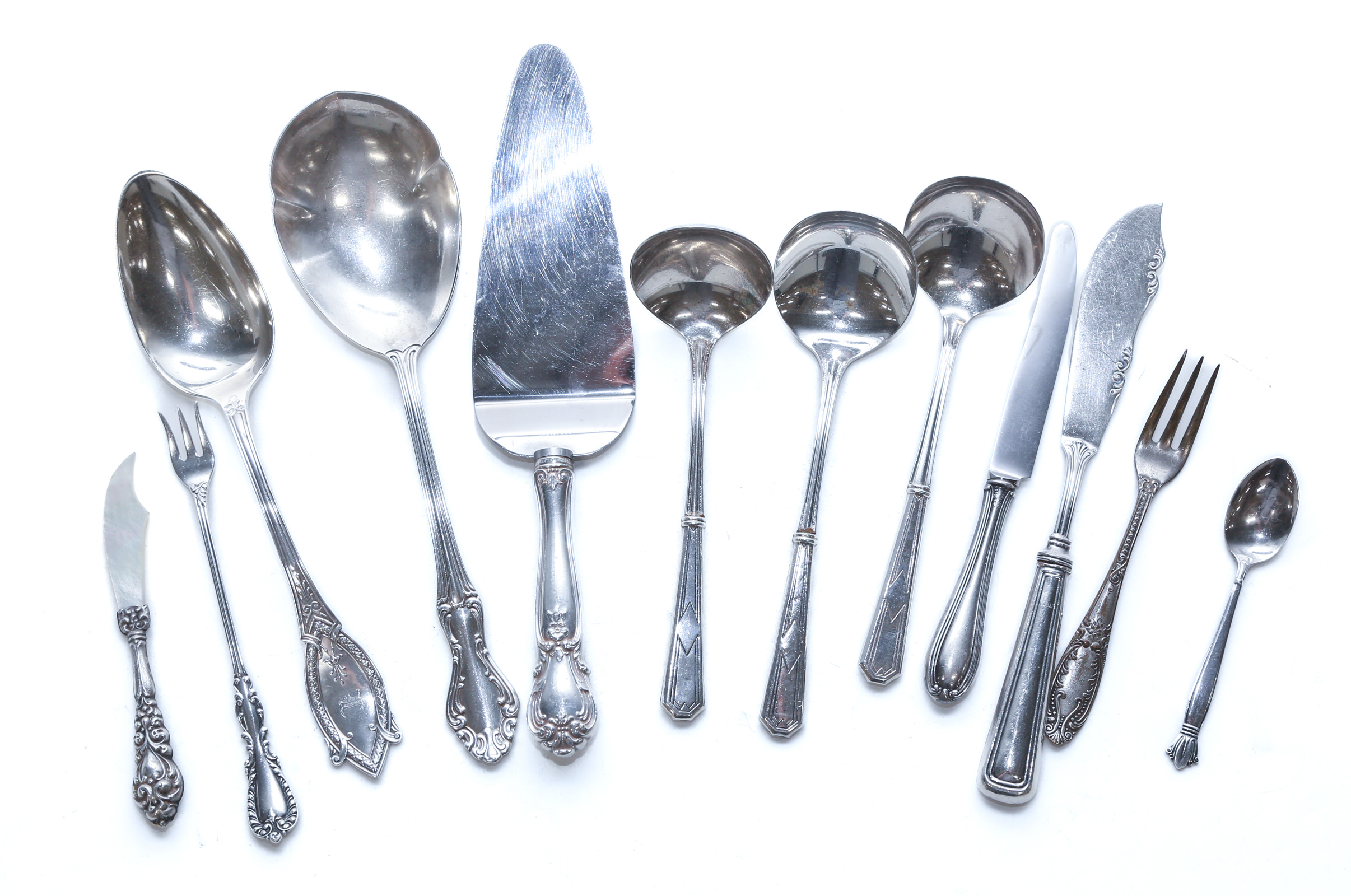 COLLECTION OF STERLING FLATWARE & SERVING