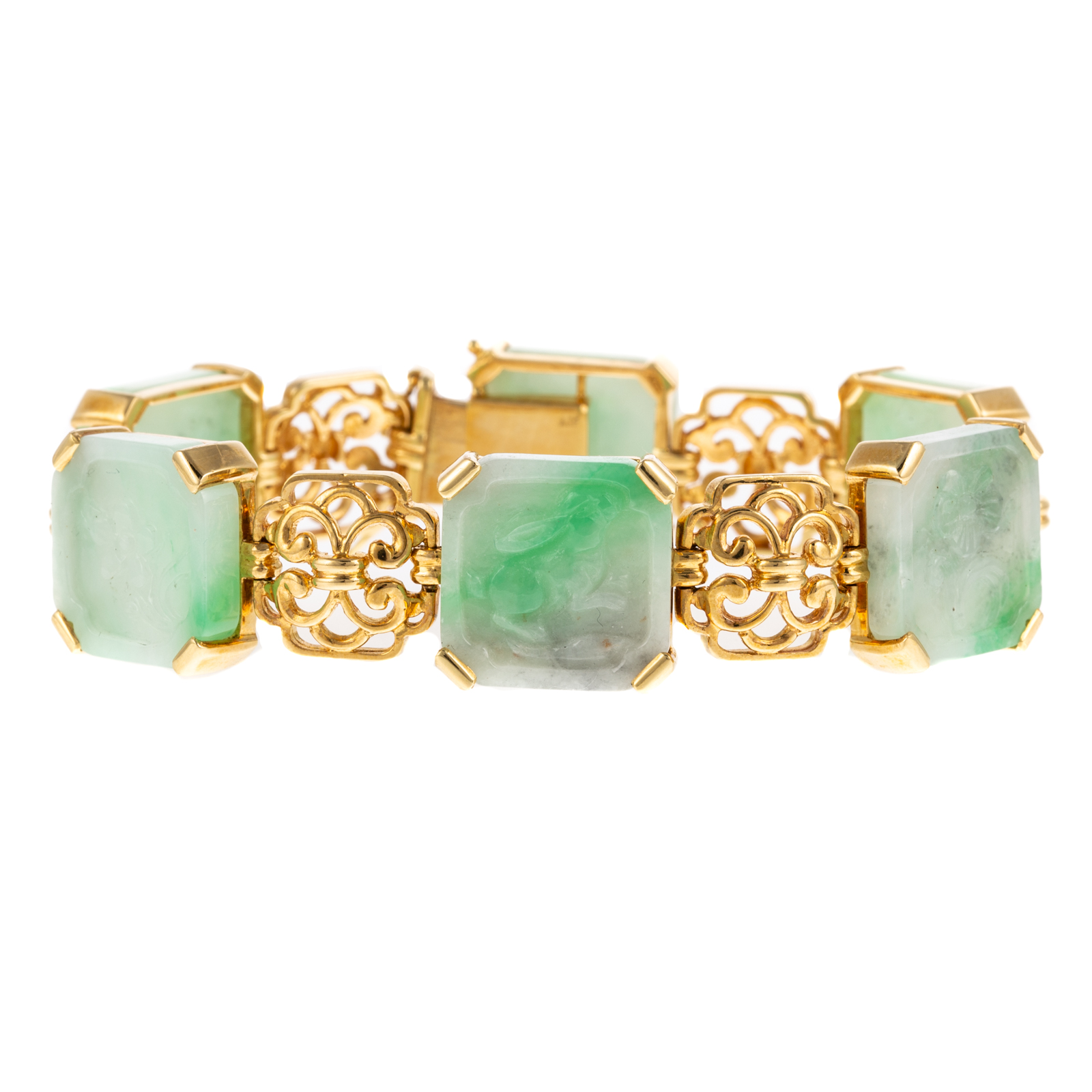 A 18K YELLOW GOLD JADEITE LINK