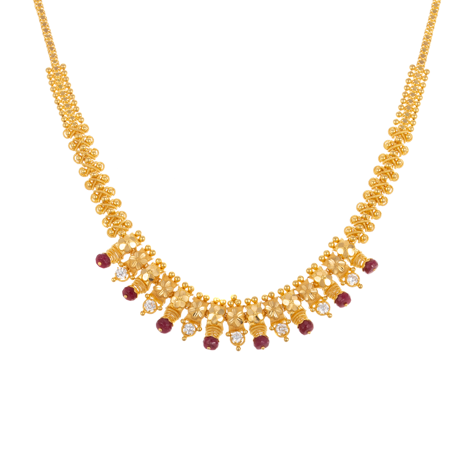 A 22K YELLOW GOLD RUBY NECKLACE 2ea6b7