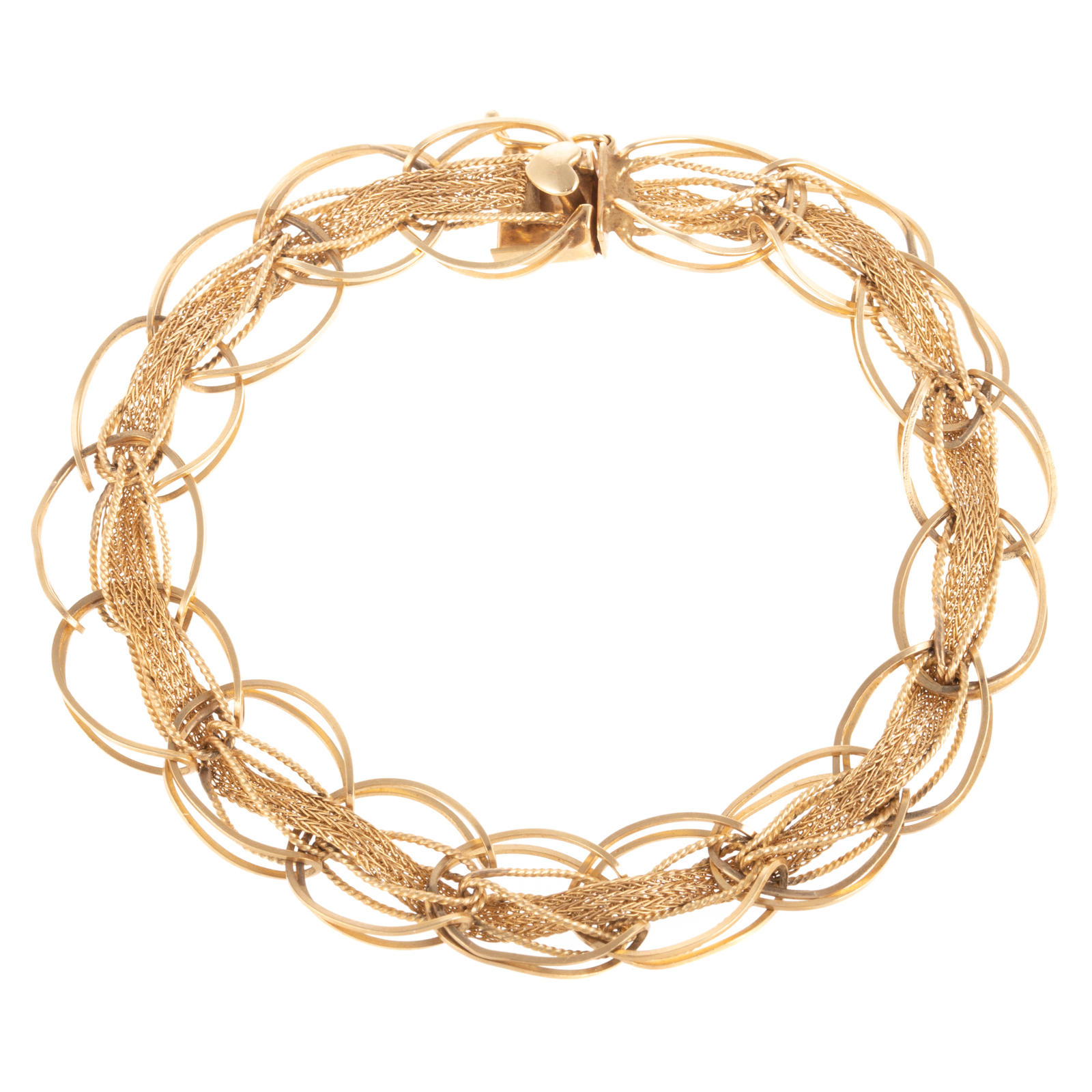 A FANCY OPEN LINK GOLD BRACELET 2ea708