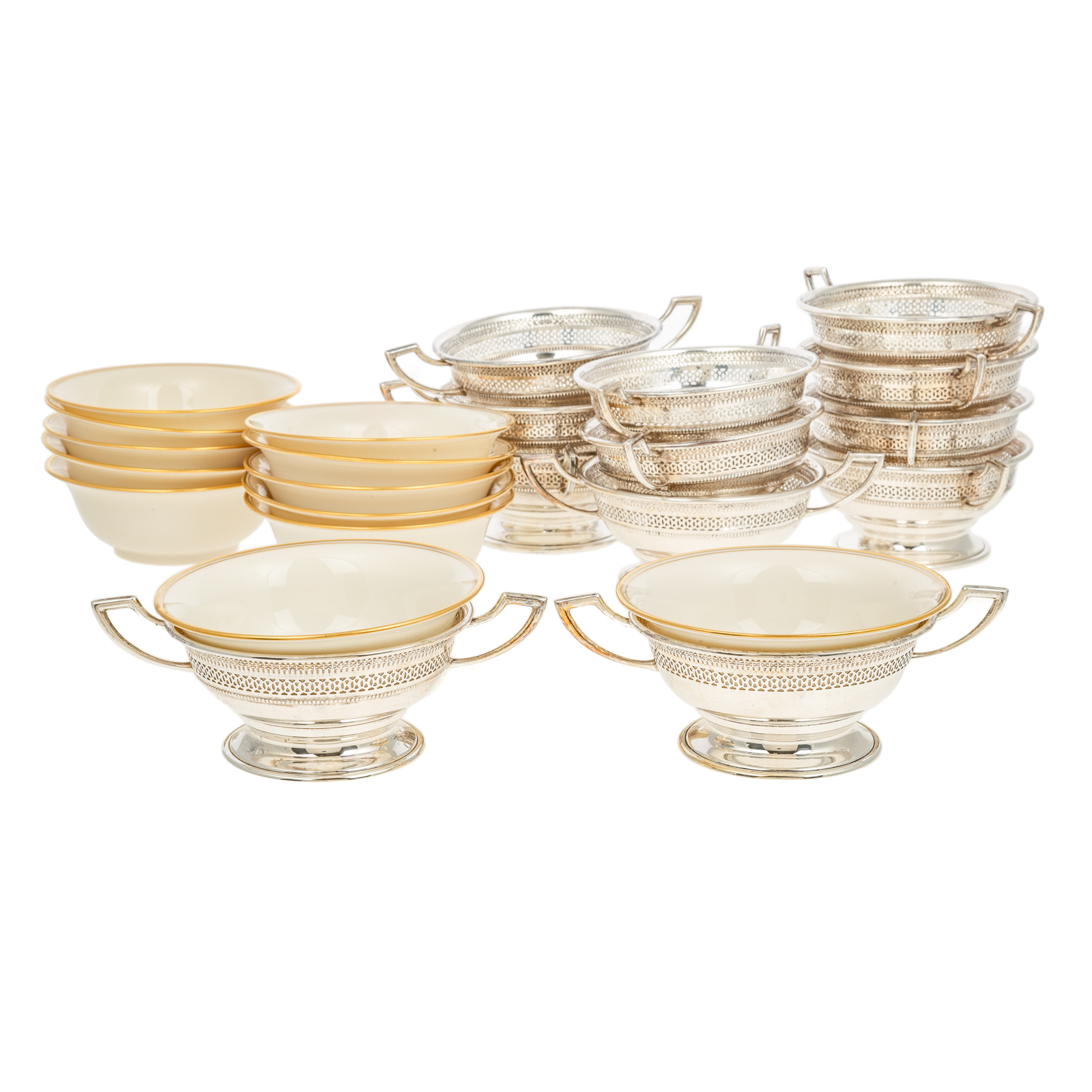 12 STERLING BOUILLON BOWLS WITH