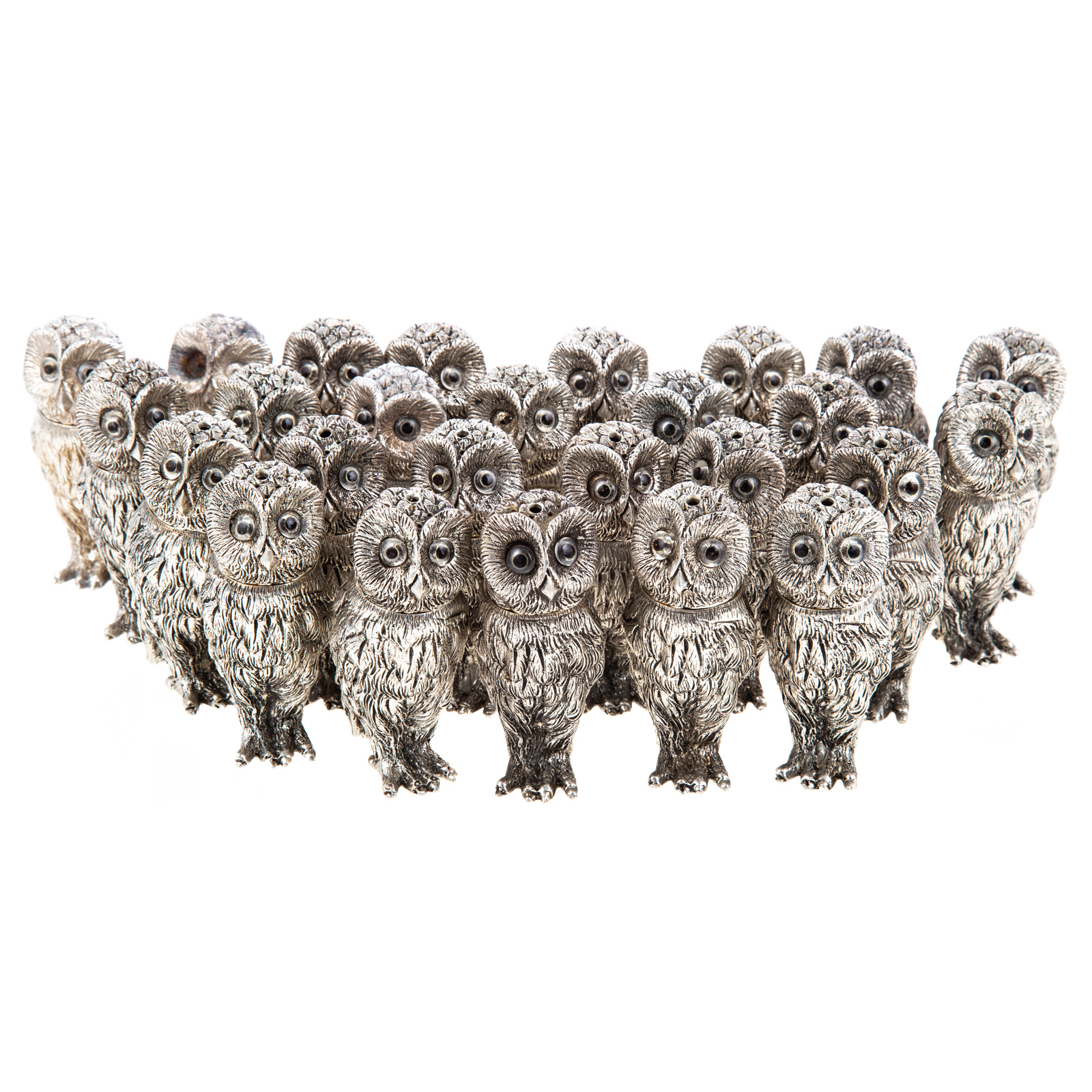 13 PAIRS ITALIAN STERLING OWL-FORM