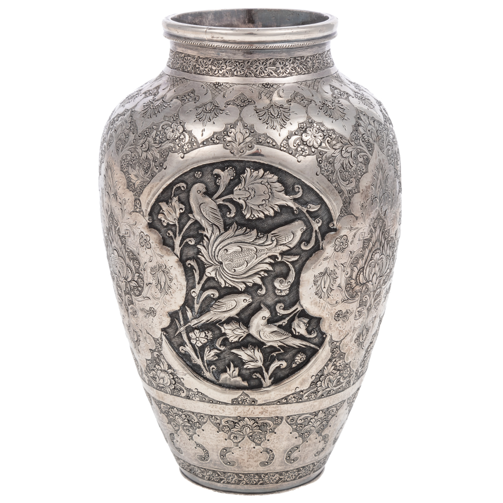 PERSIAN SILVER VASE Early to mid-20th