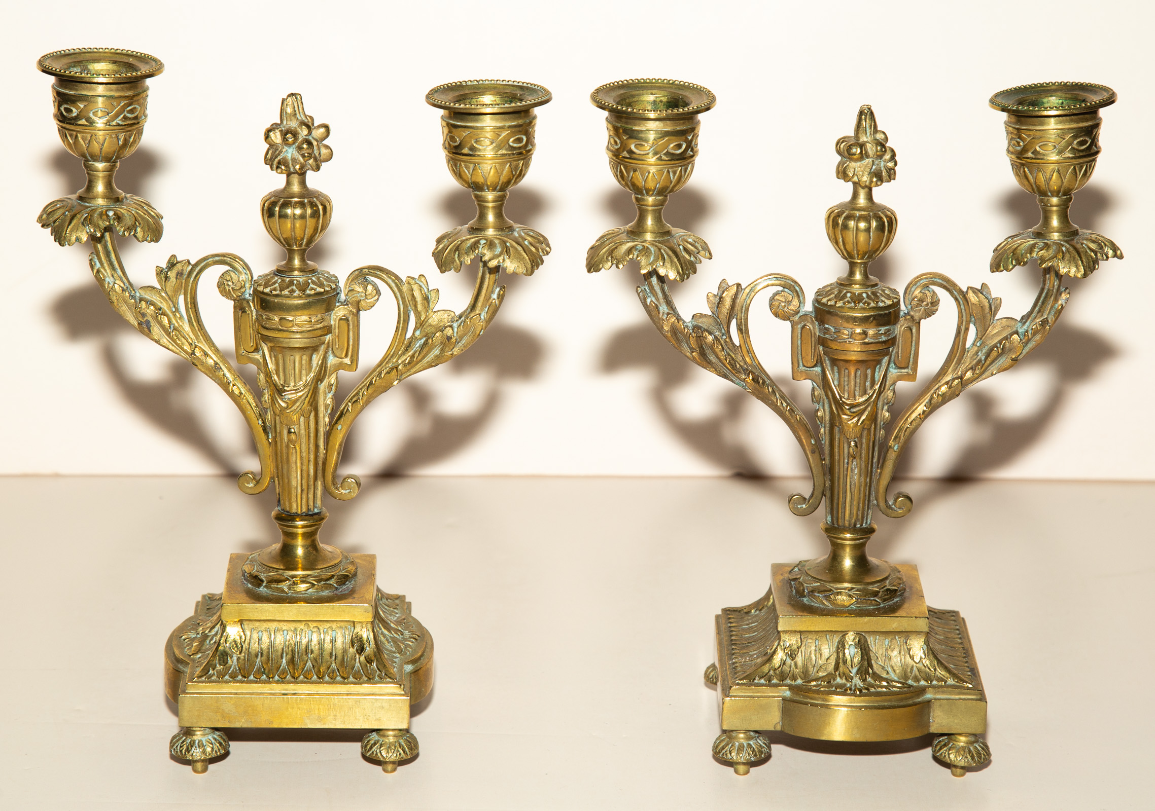 A PAIR OF FRENCH EMPIRE STYLE BRASS