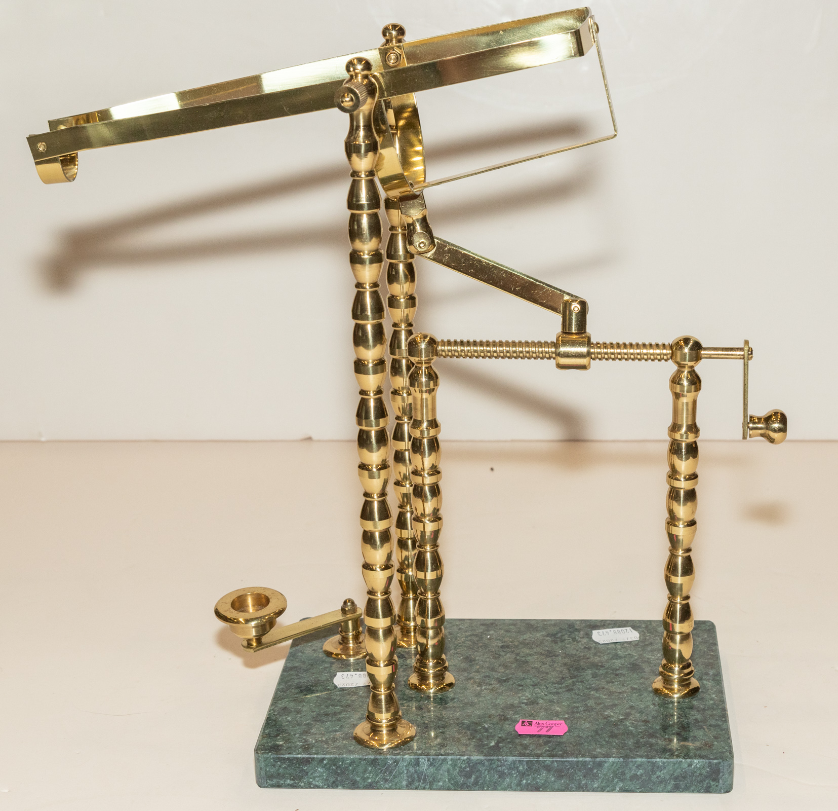 BRASS & MARBLE WINE BOTTLE HOLDER Crank