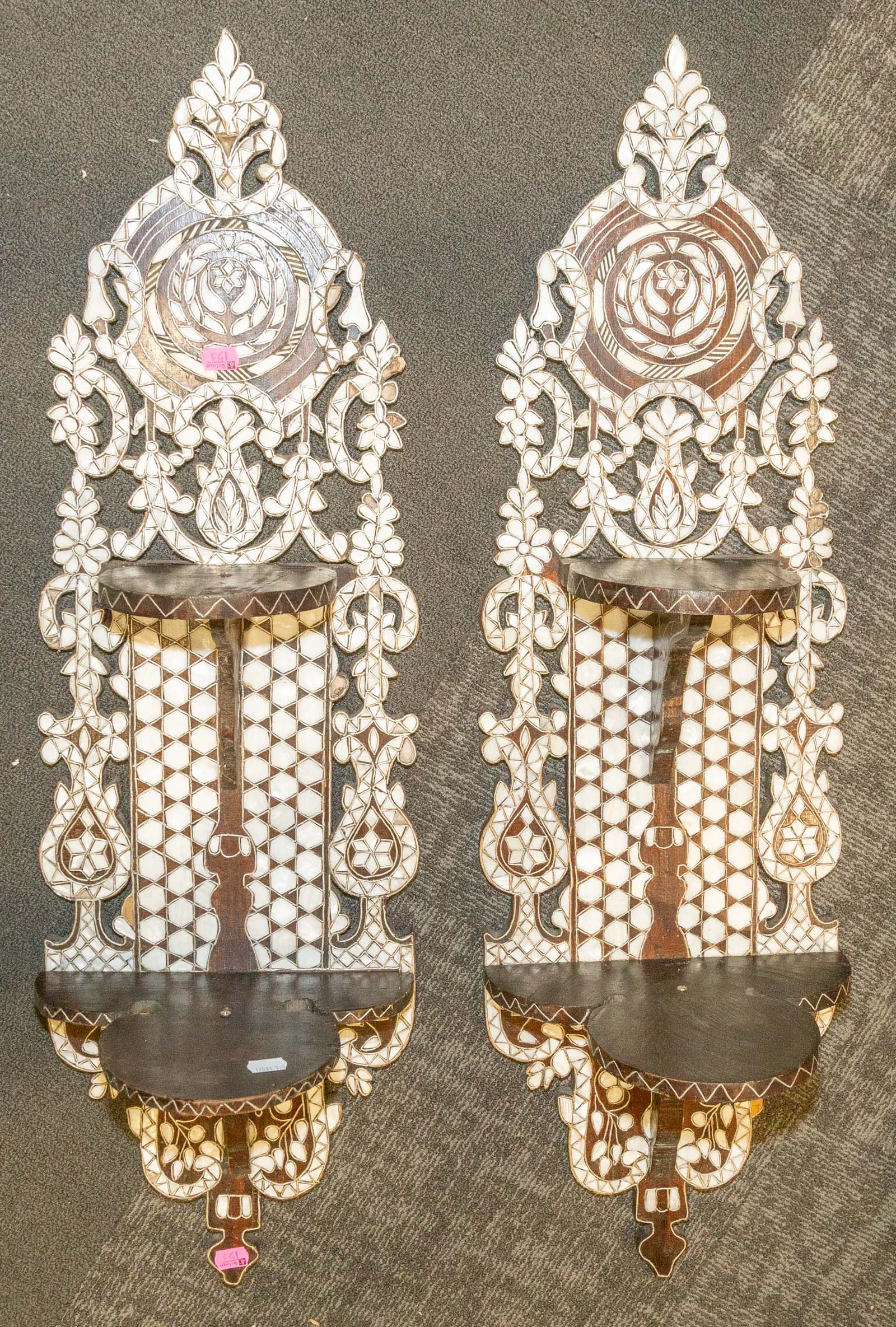 A PAIR OF MOORISH INLAID TWO TIER 2ea868