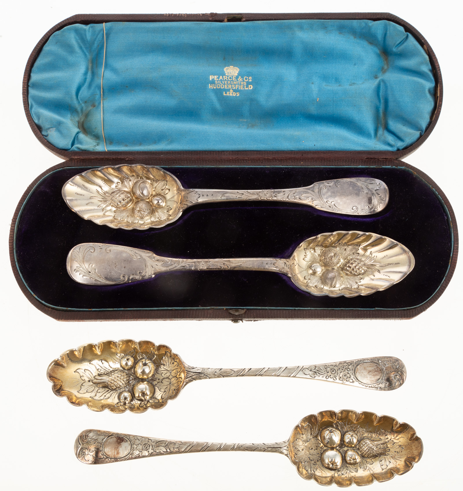 FOUR SILVER BERRY SPOONS Includes