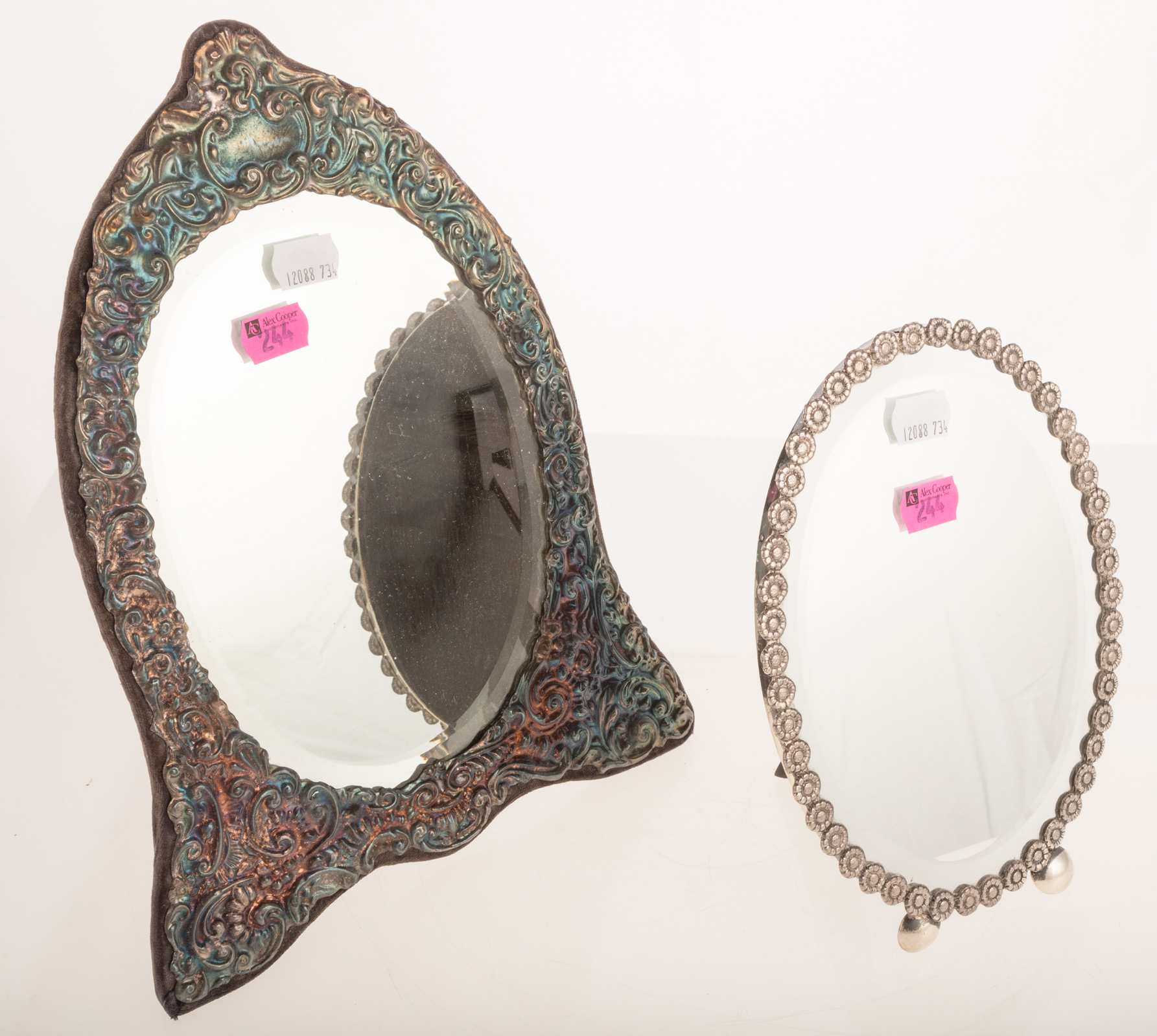 TWO STERLING MOUNTED DRESSER MIRRORS 2ea8c2