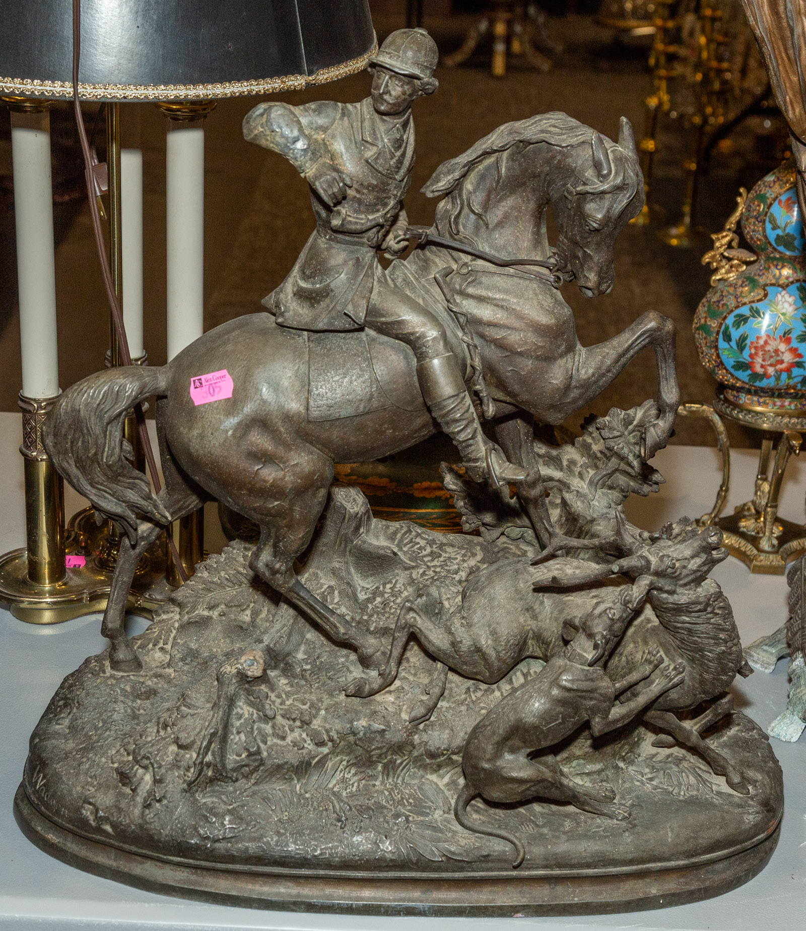 AFTER ARTHUR WAAGEN ELK HUNT SPELTER 2ea8fe