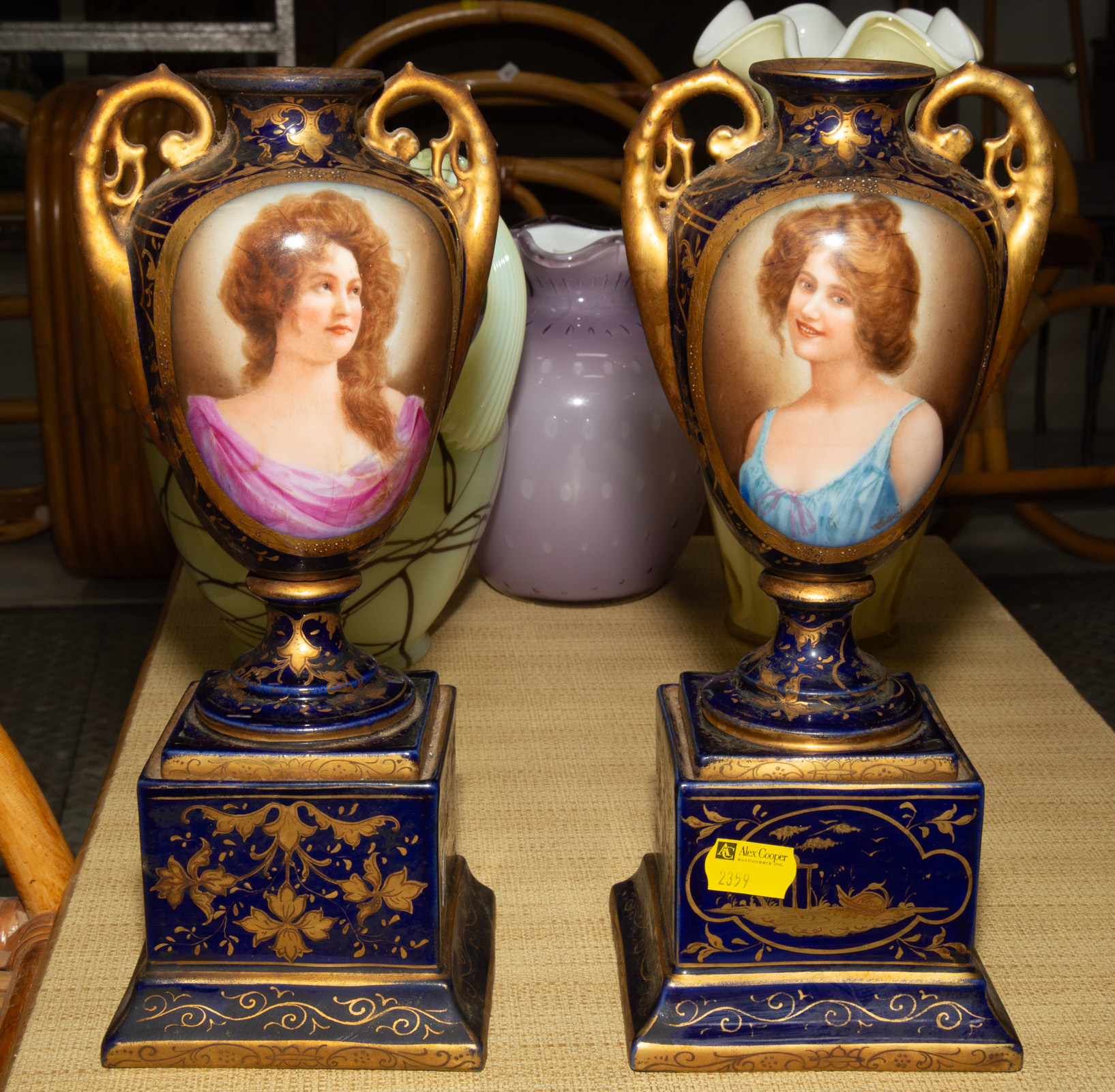 A PAIR OF AUSTRIAN PORTRAIT-DECORATED