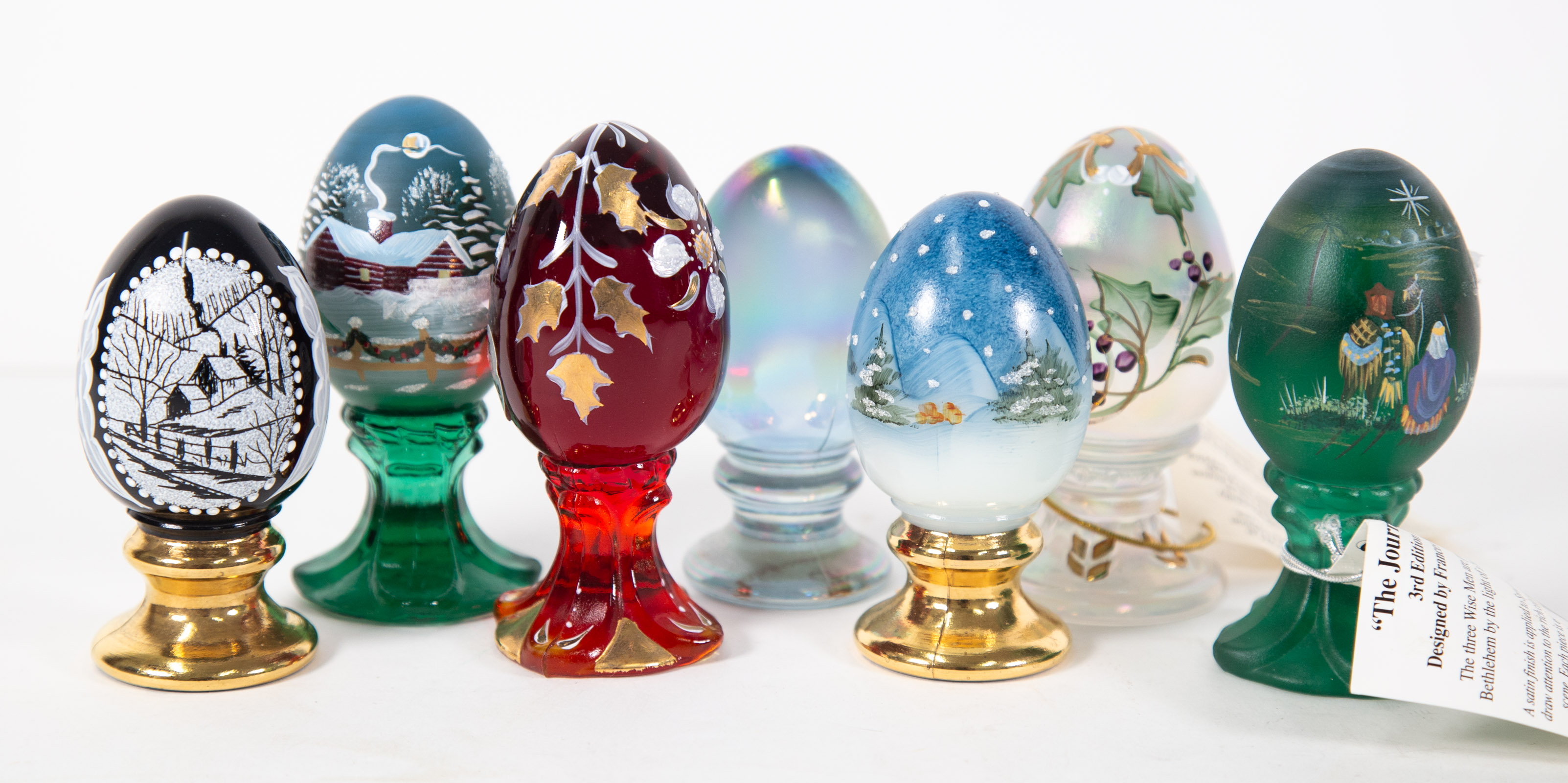 SEVEN FENTON ARTIST SIGNED EGGS