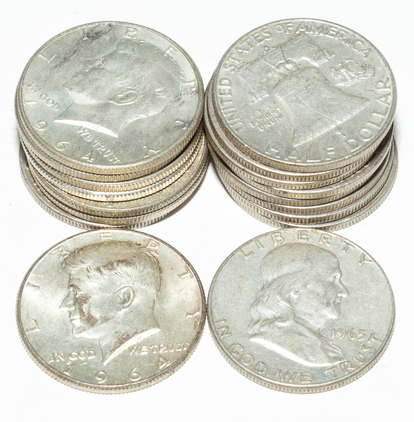 17 KENNEDY AND FRANKLIN HALF DOLLARS