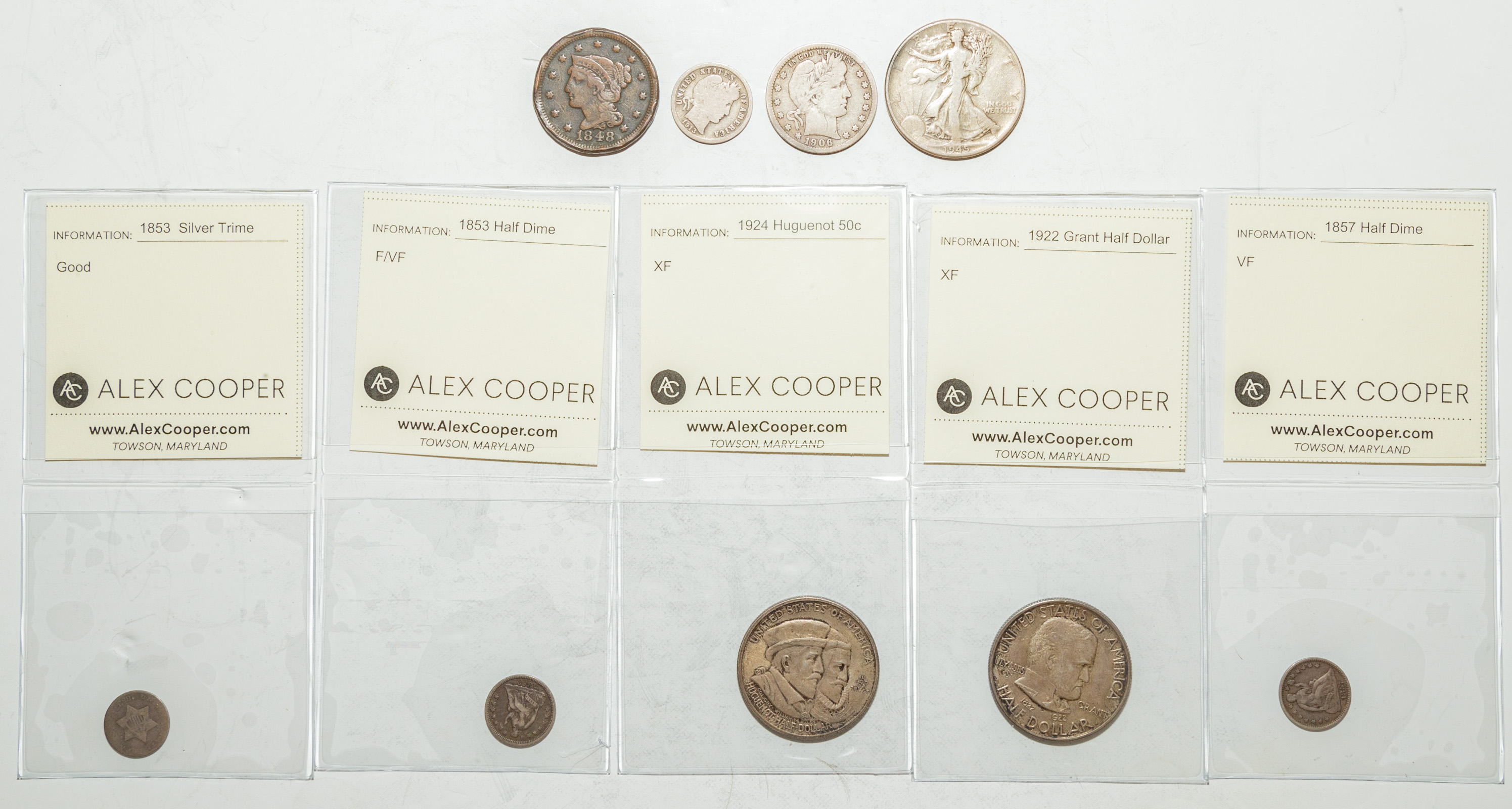 EIGHT US TYPE COINS WITH 2 BETTER 2eab11