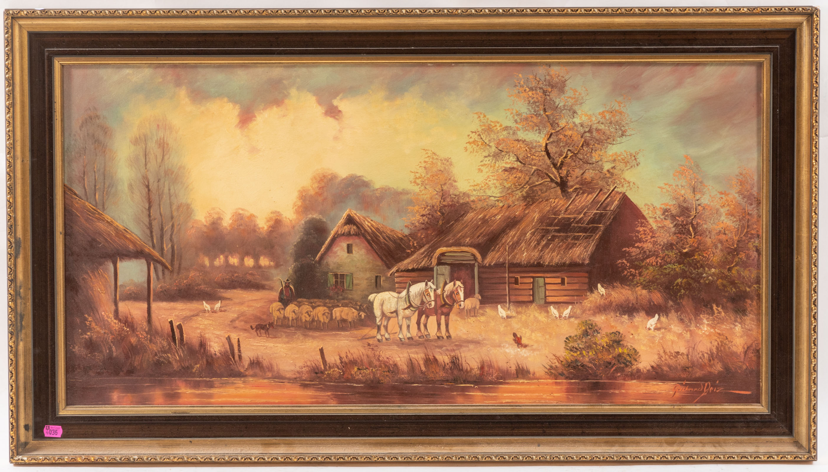 G DEIZ FARMYARD OIL Oil on canvas  2eabe2