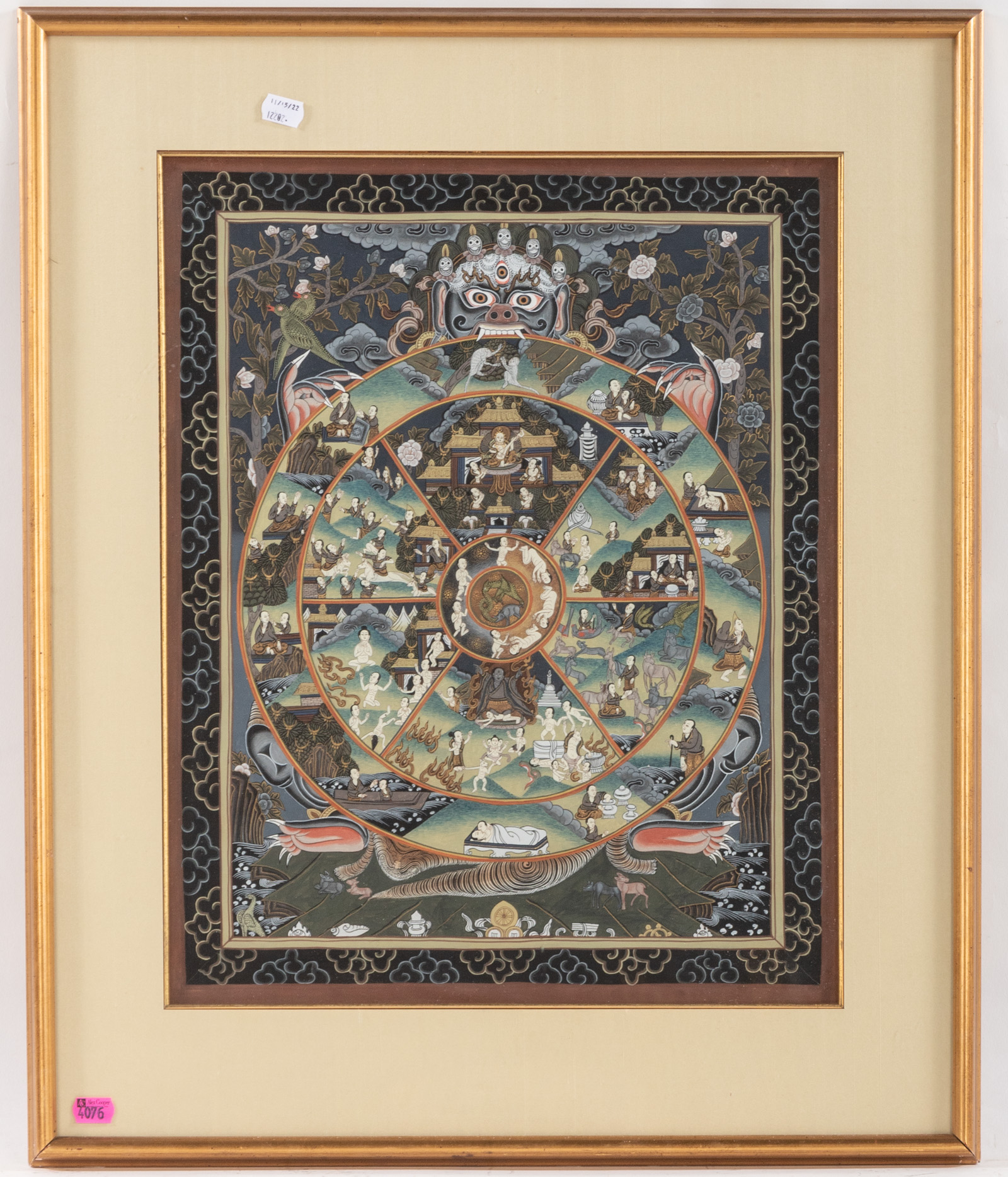 BUDDHIST WHEEL OF LIFE THANGKA  2eac0a