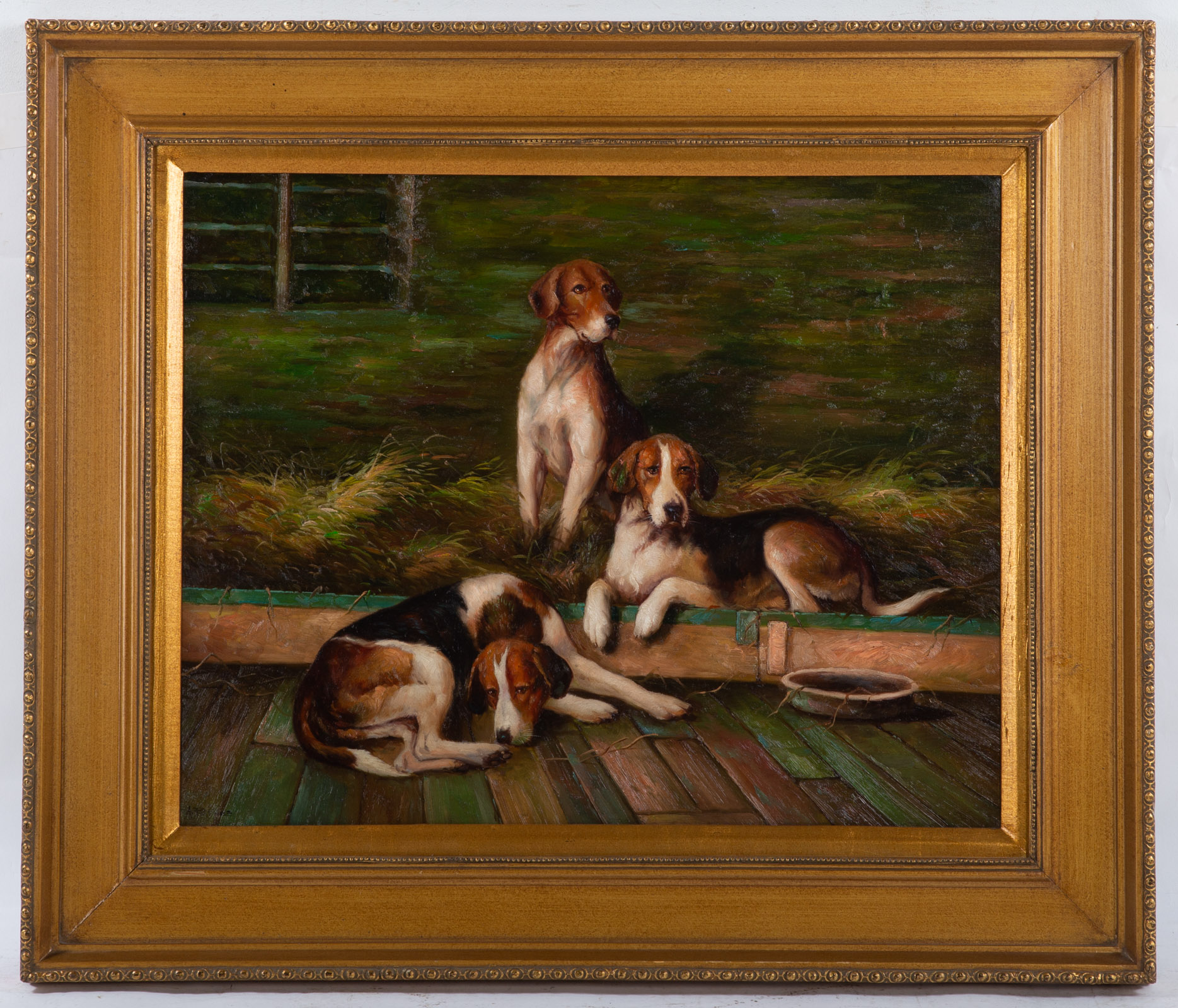 A. PETERS. THREE FOXHOUNDS, OIL