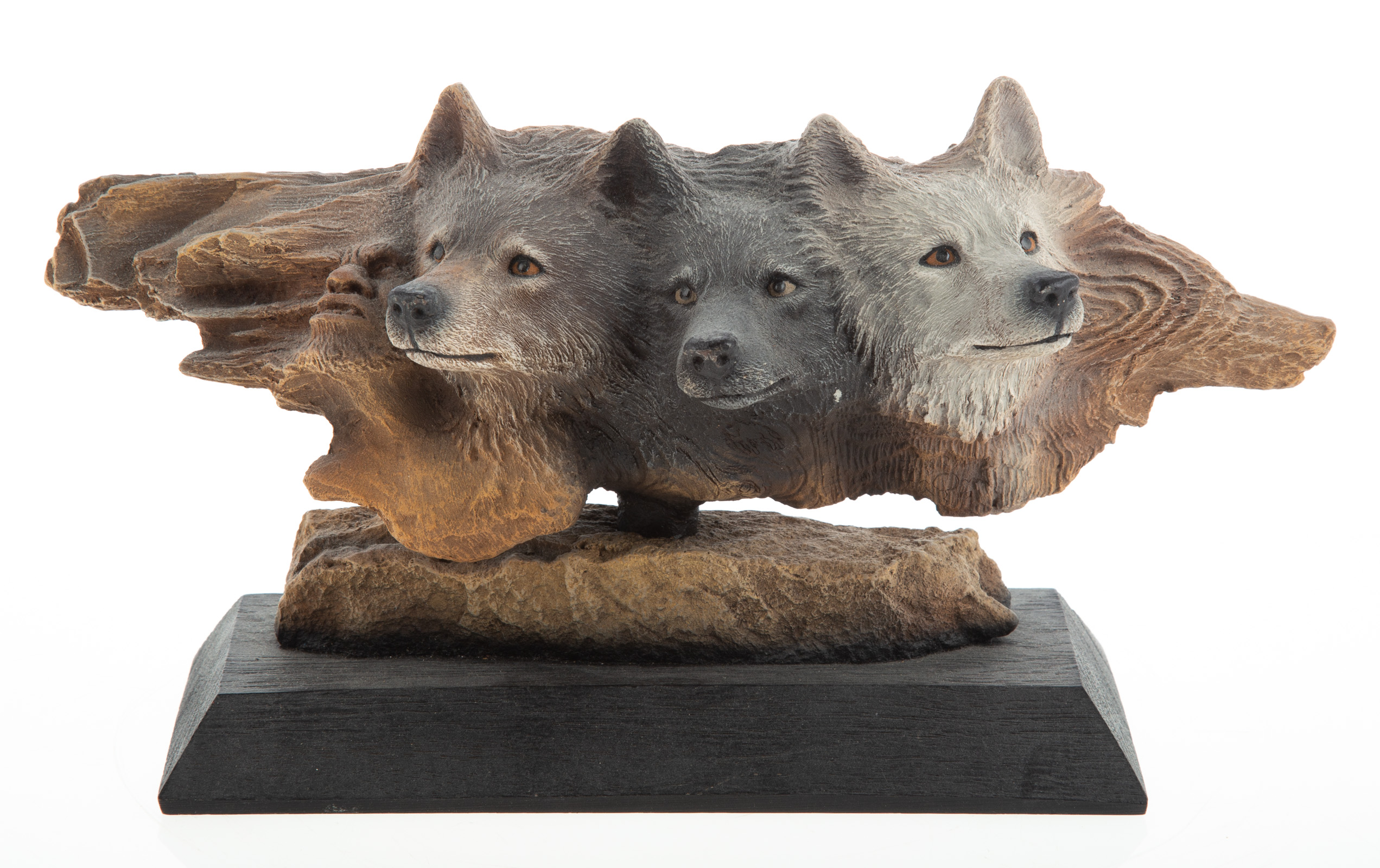 CAIN RESIN WOLF TRIO Resin sculpture 2eacd2