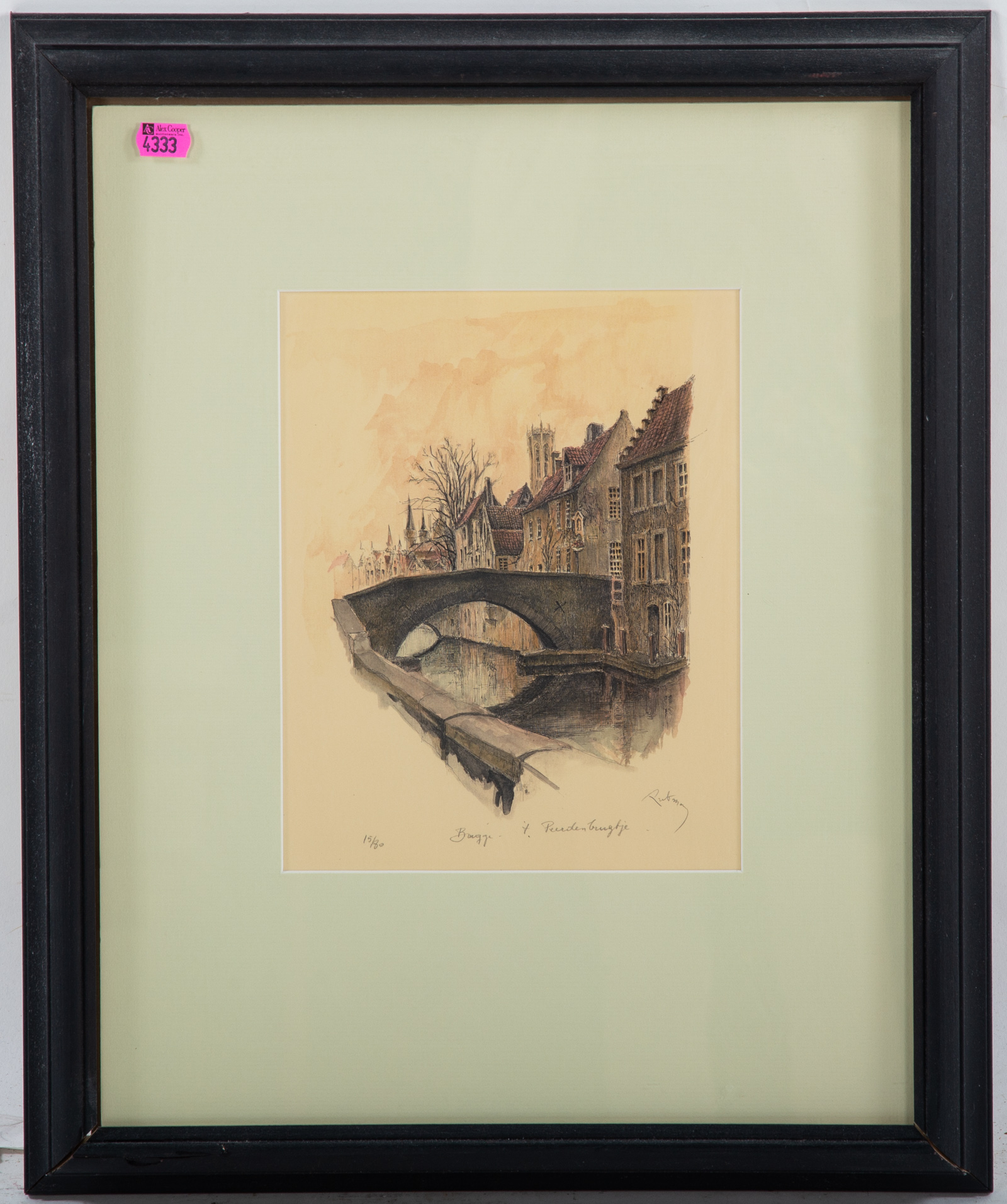 UNKNOWN BRIDGE BRUGES LITHOGRAPH 2eaccd