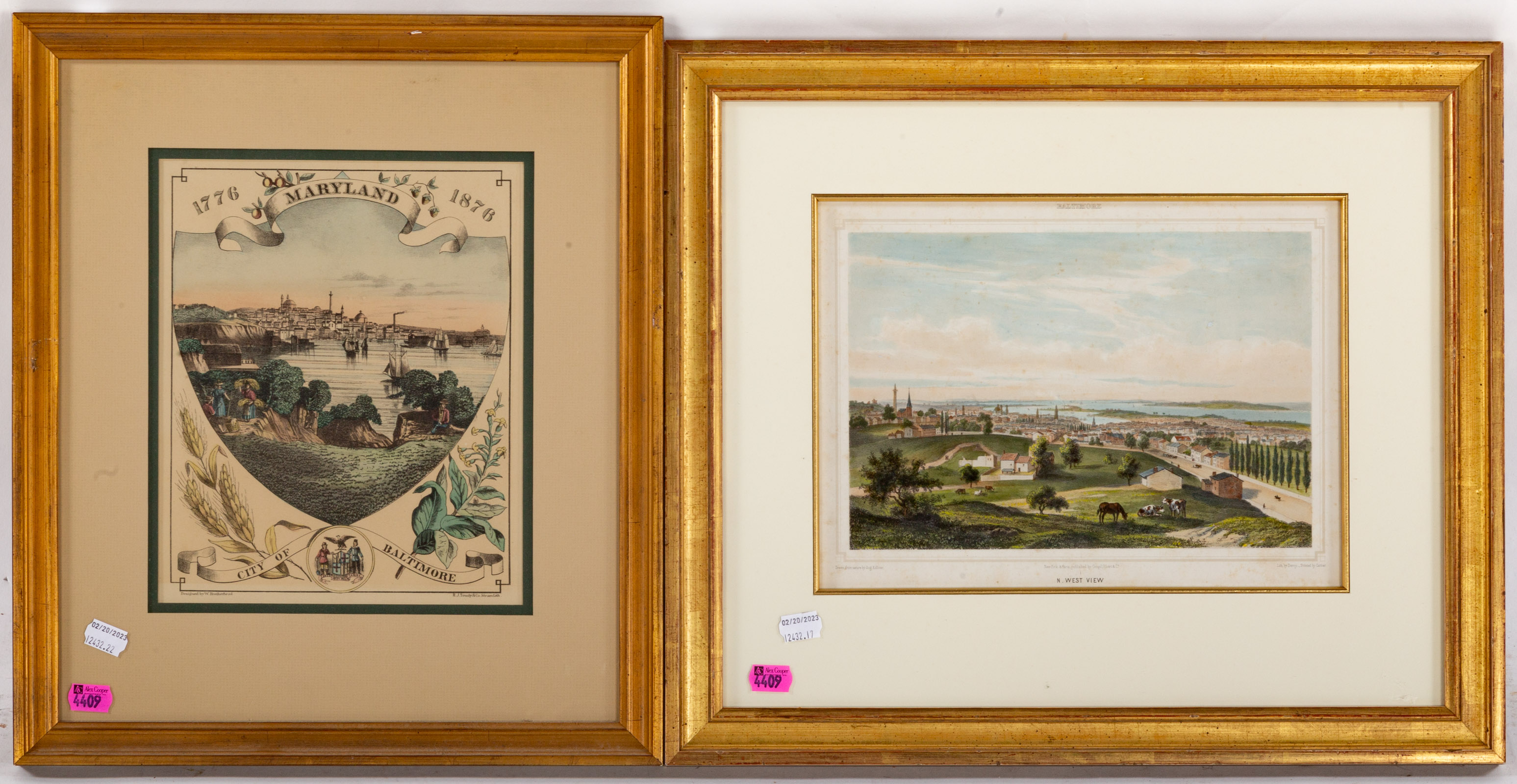 TWO FRAMED 19TH C BALTIMORE LITHOGRAPHS 2ead0a