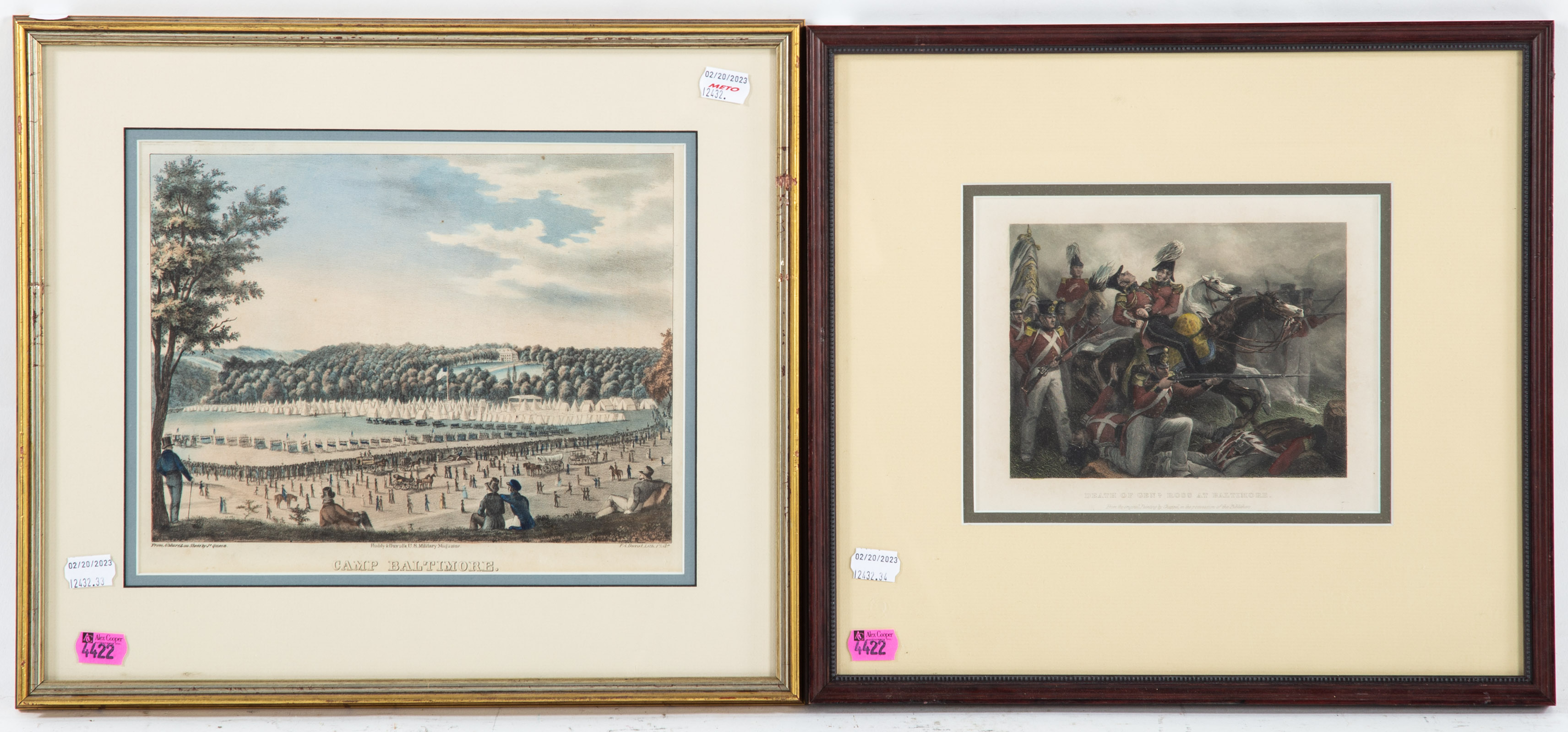 TWO FRAMED 19TH C. BALTIMORE THEMED
