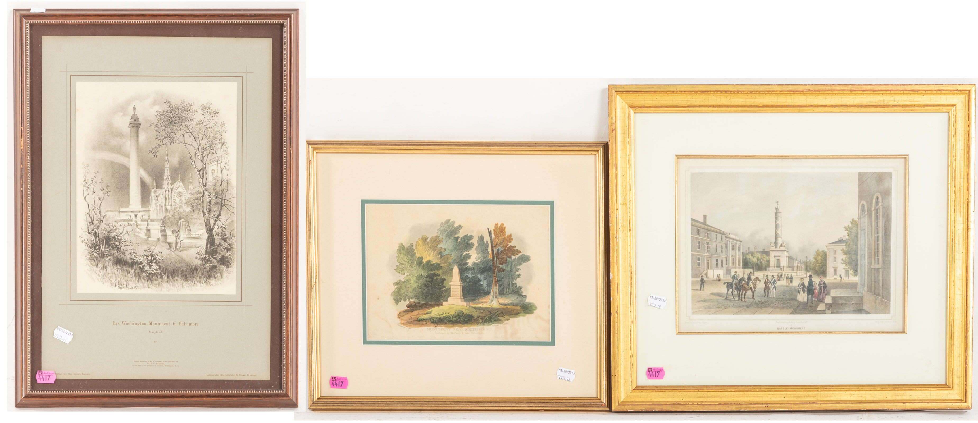 3 19TH C PRINTS DEPICTING MONUMENTS 2ead12