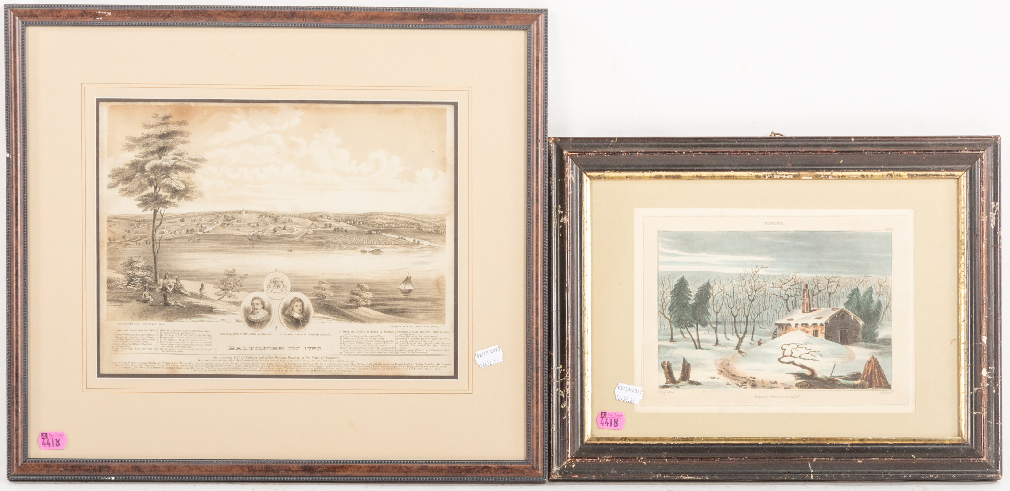 TWO FRAMED 19TH C BALTIMORE LITHOGRAPHS 2ead13